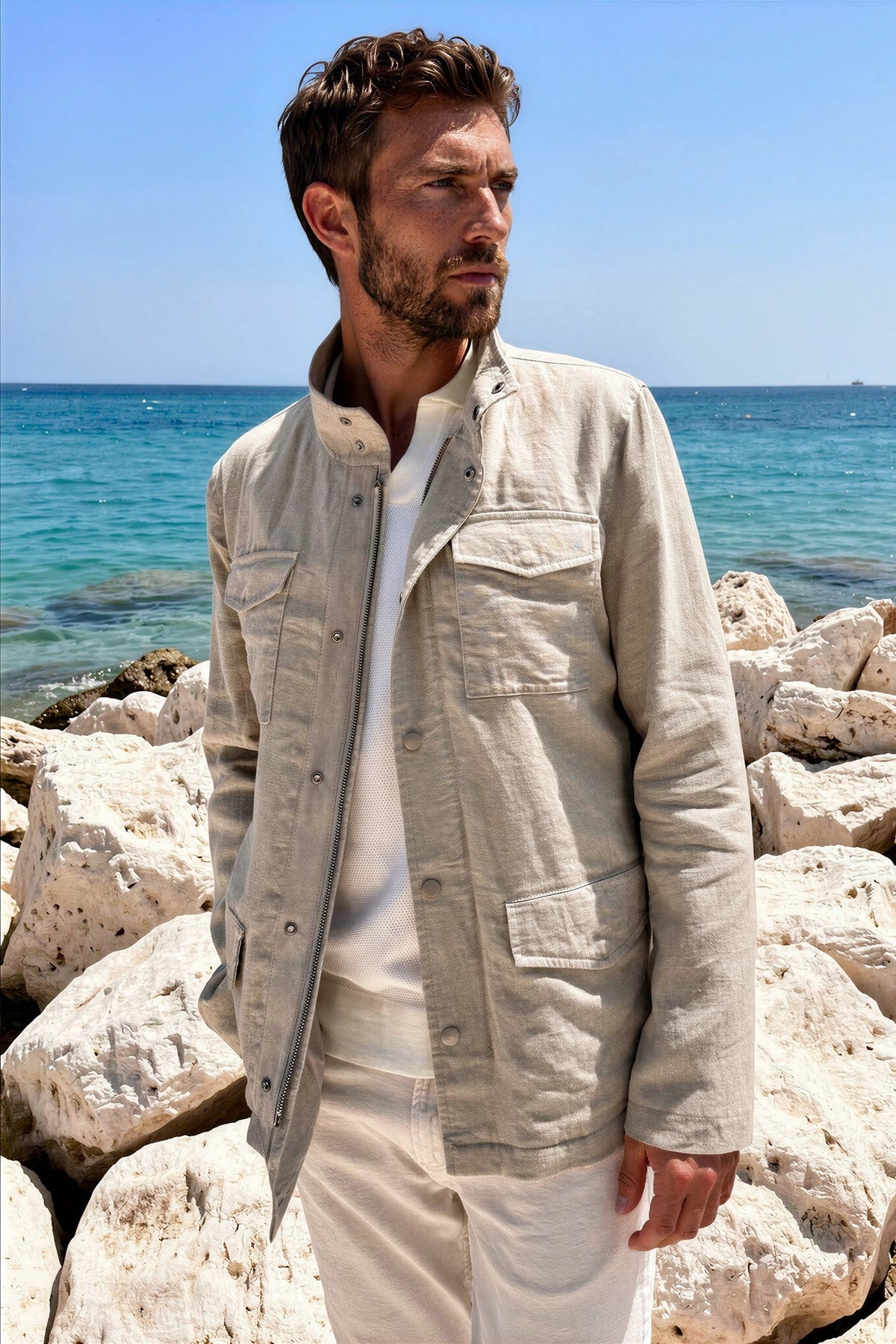 Saharienne Walter en lin - Beige-MANTEAU HOMME-Curling-Paris