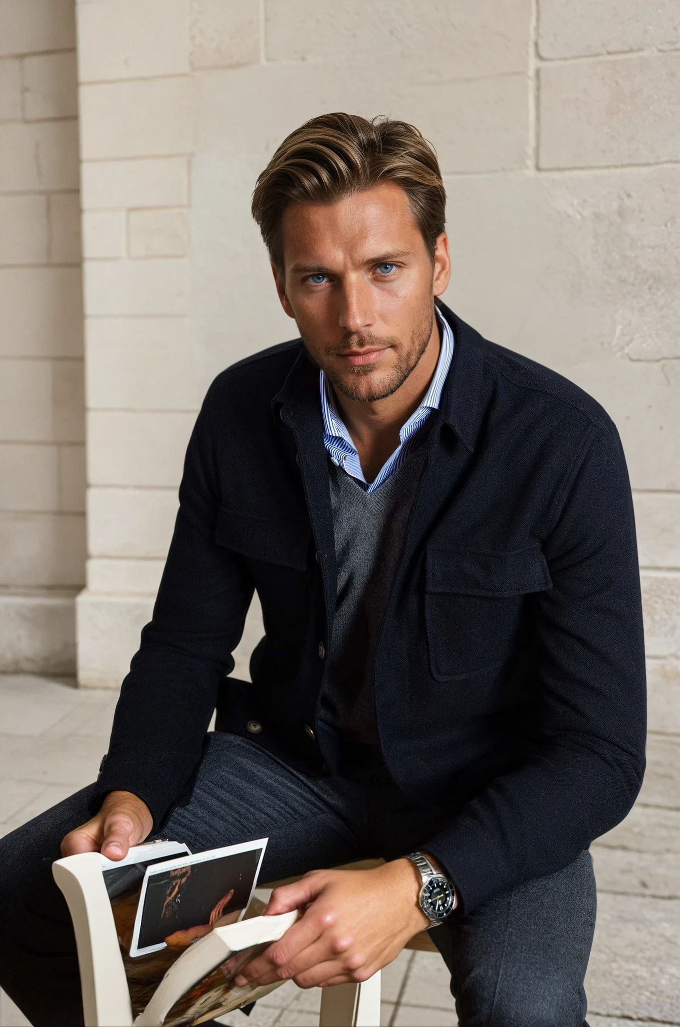 Surchemise Harry en flanelle - Marine-MANTEAU HOMME-Curling-Paris