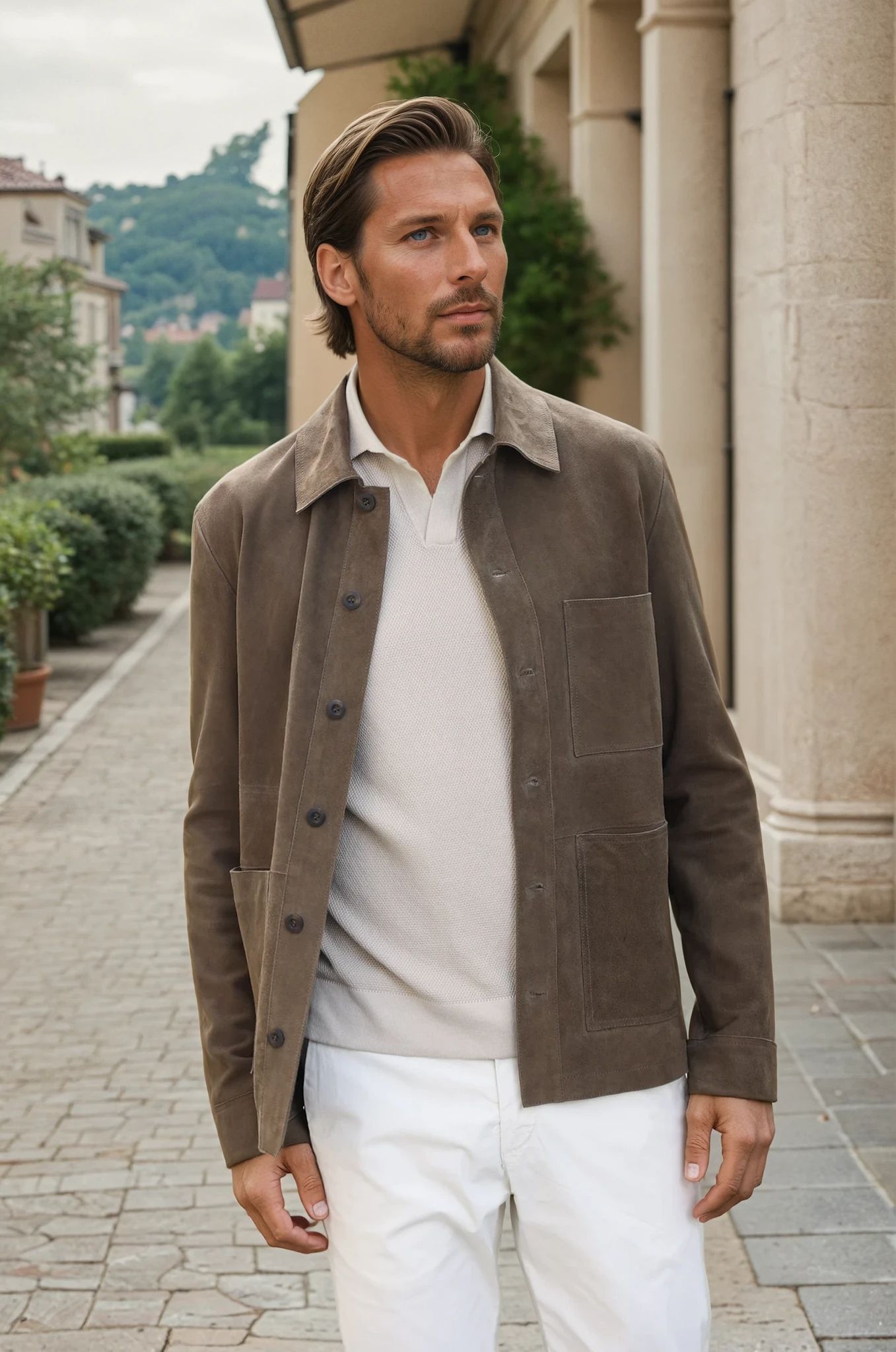 Surchemise Jimmy en chèvre velours - Kaki-MANTEAU HOMME-Curling-Paris