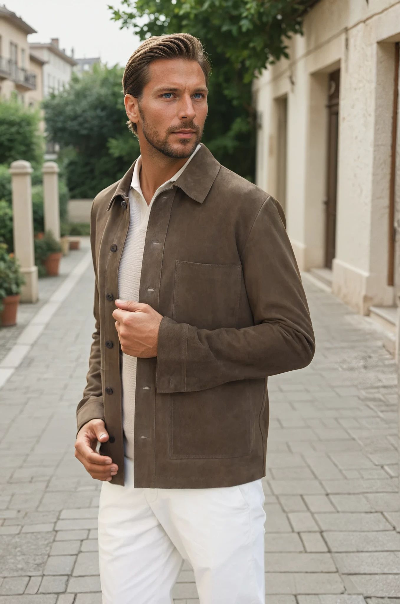 Surchemise Jimmy en chèvre velours - Kaki-MANTEAU HOMME-Curling-Paris