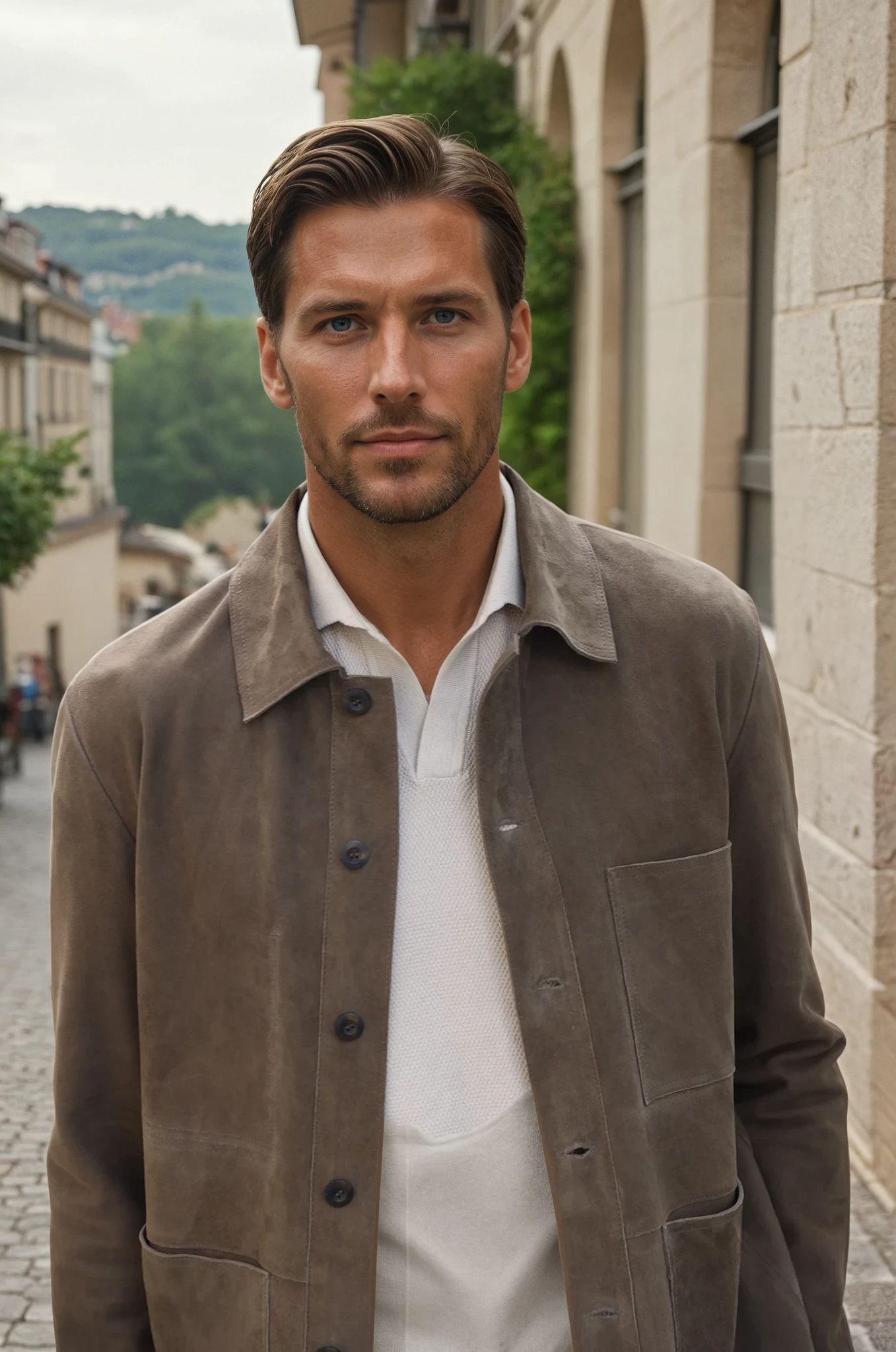 Surchemise Jimmy en chèvre velours - Kaki-MANTEAU HOMME-Curling-Paris