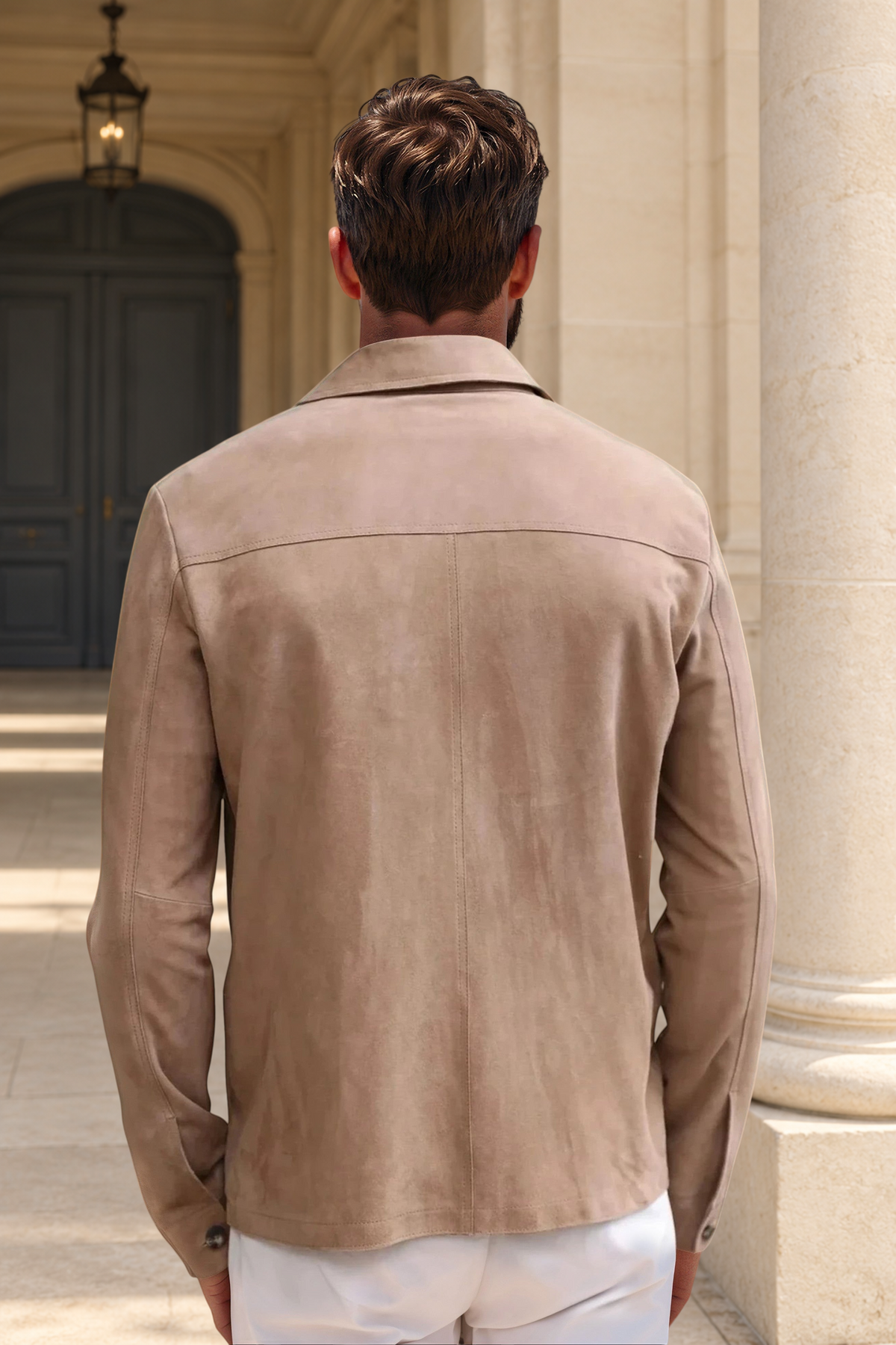 Surchemise Jimmy en chèvre velours - Taupe-MANTEAU HOMME-Curling-Paris
