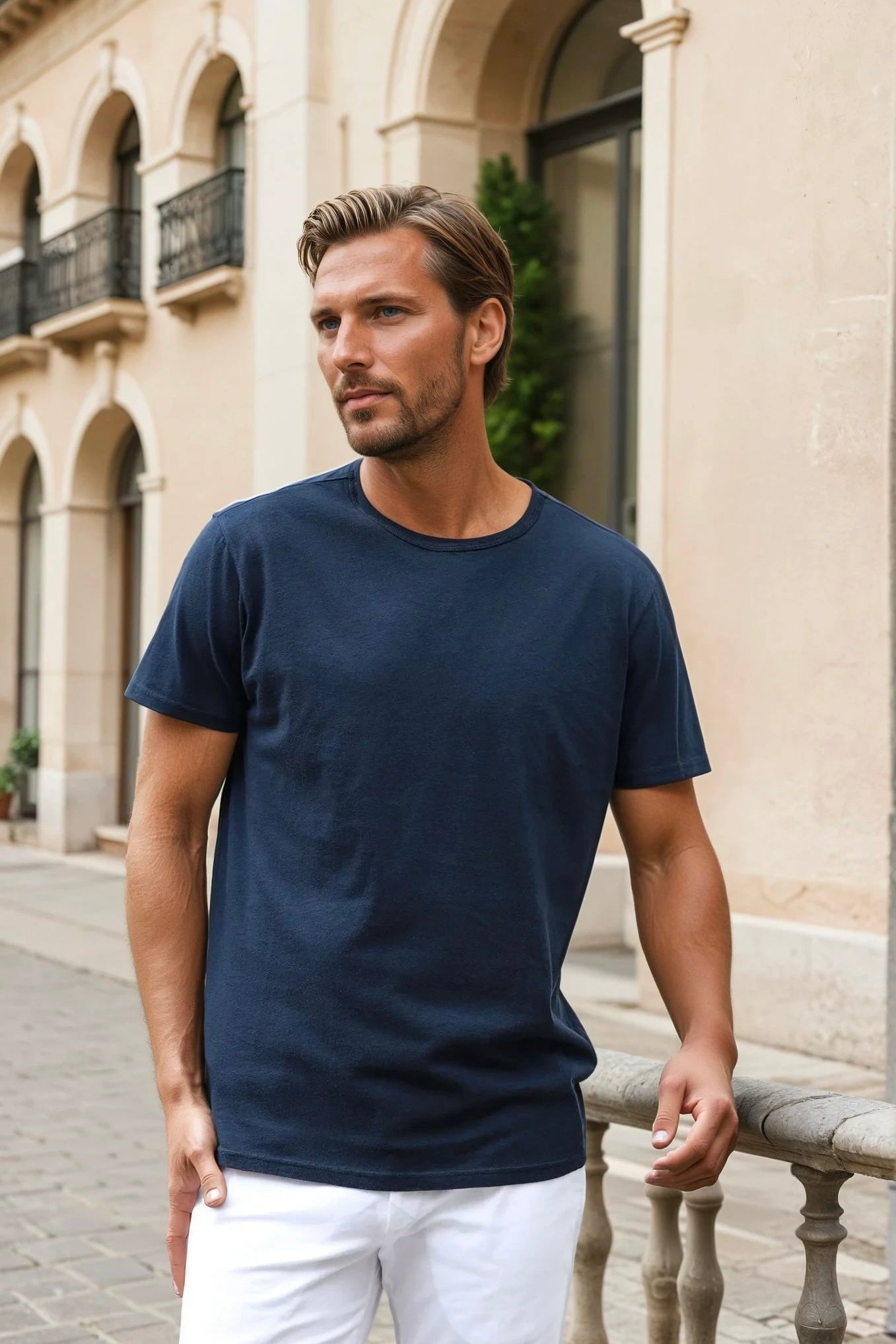 T-shirt Axel en jersey de coton - Marine-T-SHIRT HOMME-Curling-Paris