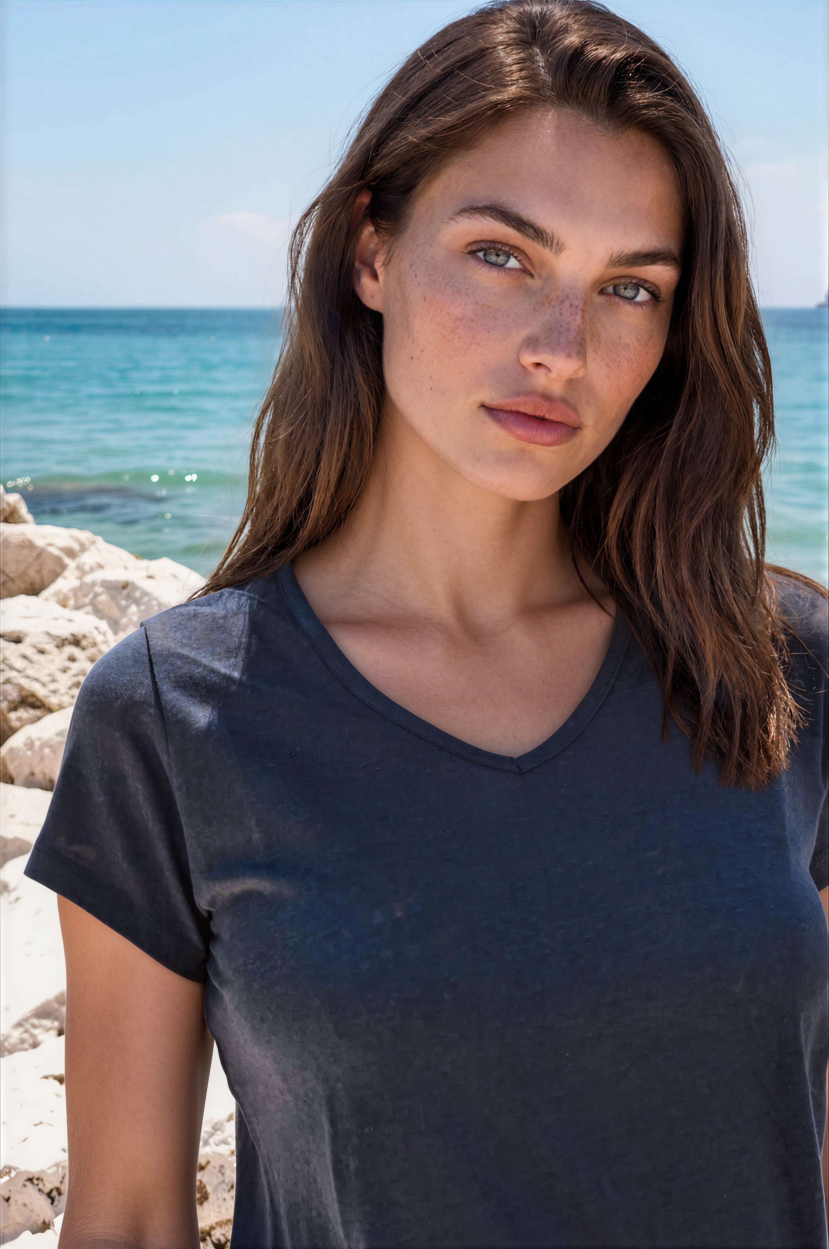 T-shirt Jimmy en lin - Marine-T-SHIRT FEMME-Curling-Paris