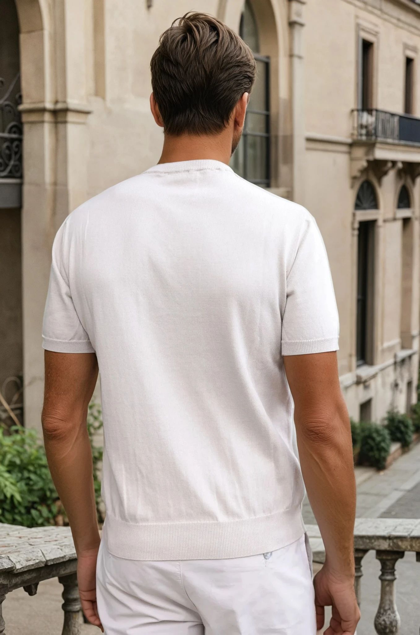 T-shirt en maille Gege col rond à torsades en coton - Beige-PULL HOMME-Curling-Paris