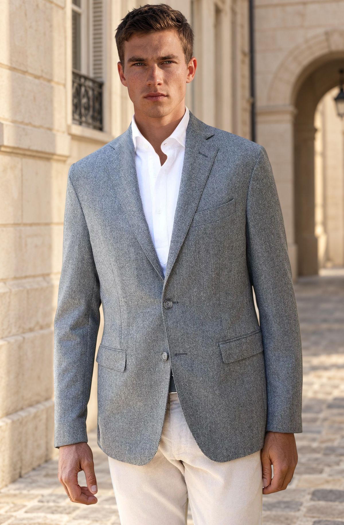 Veste Giorgio en laine - Chevron Gris-VESTE BLAZER HOMME-Curling-Paris