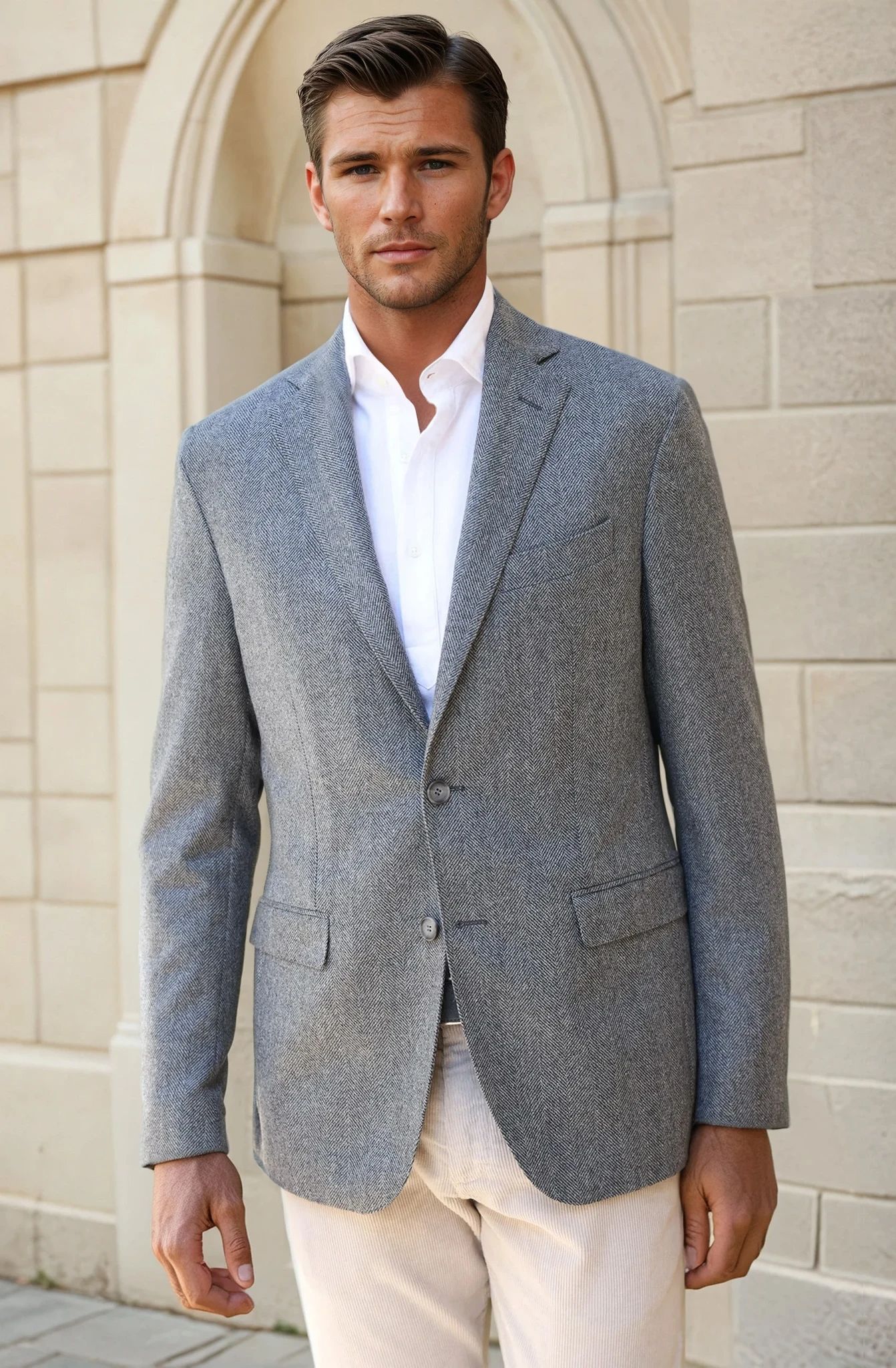 Veste Giorgio en laine - Chevron Gris-VESTE BLAZER HOMME-Curling-Paris