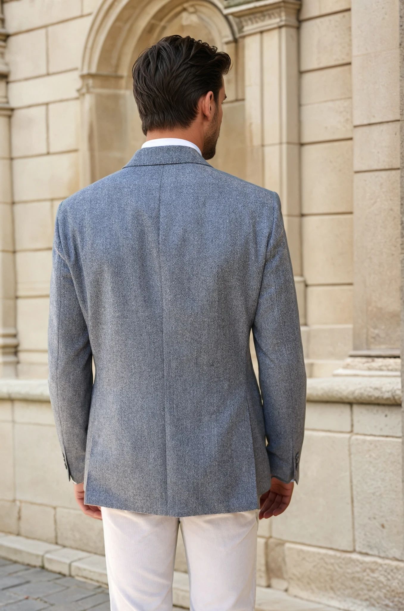 Veste Giorgio en laine - Chevron Gris-VESTE BLAZER HOMME-Curling-Paris