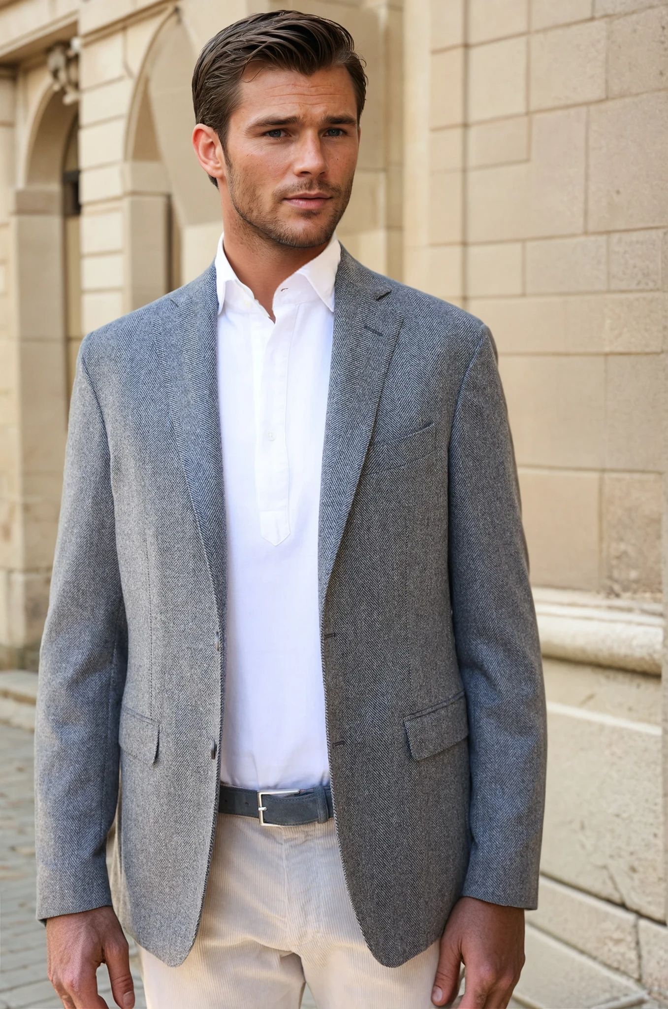 Veste Giorgio en laine - Chevron Gris-VESTE BLAZER HOMME-Curling-Paris