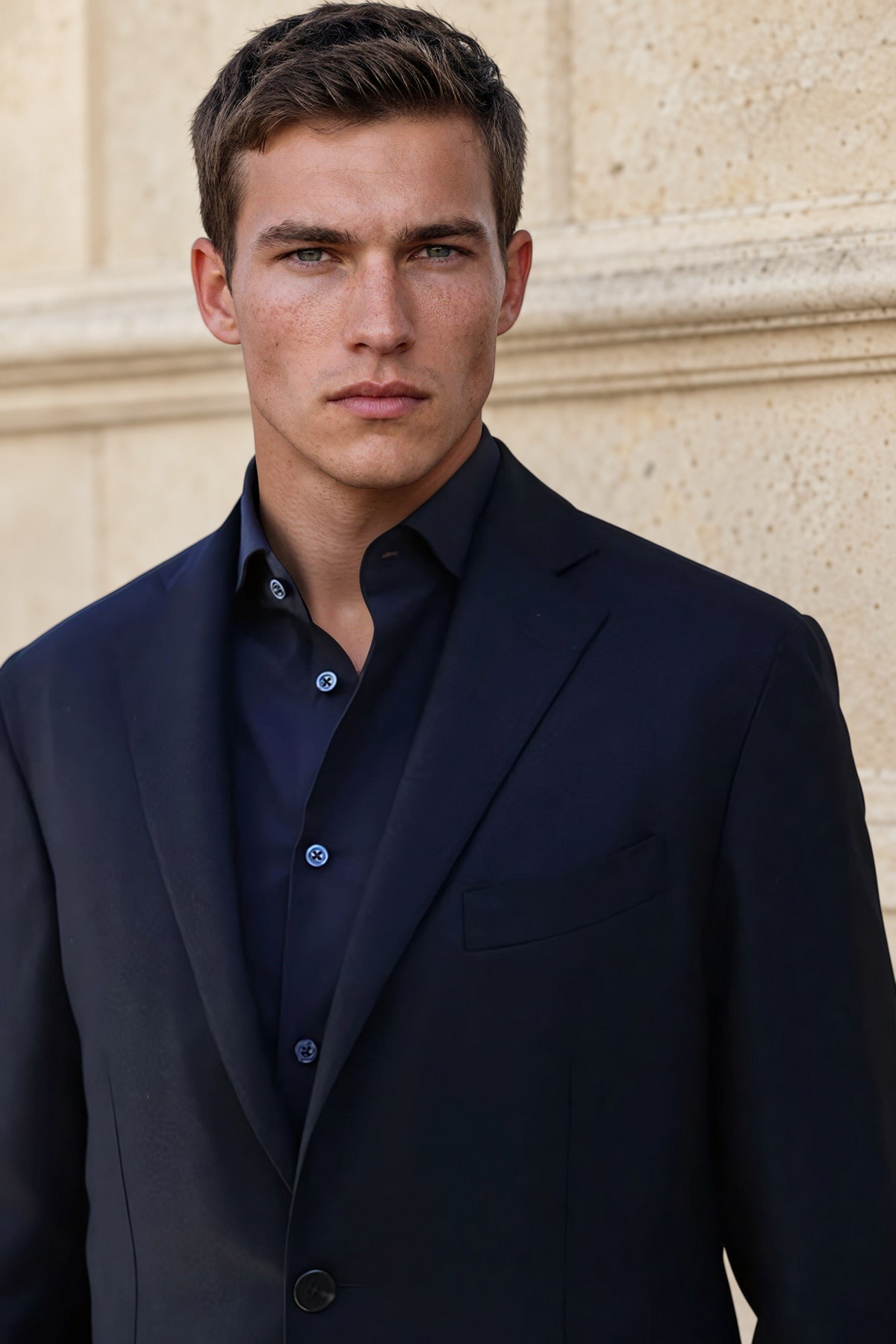Veste Giorgio en laine - Natté Marine-VESTE BLAZER HOMME-Curling-Paris