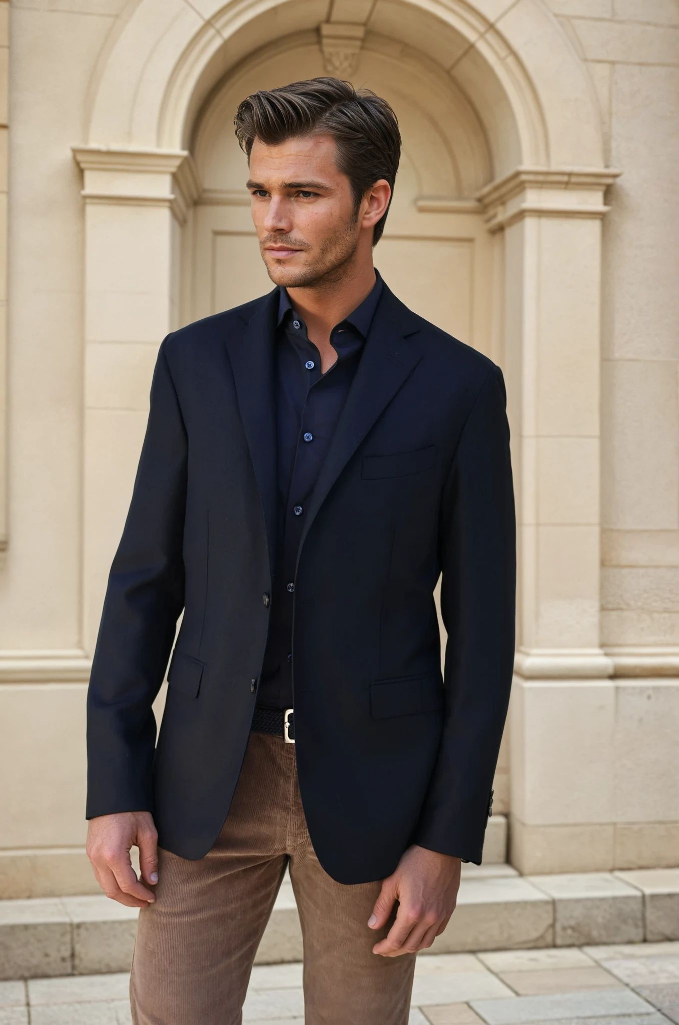 Veste Giorgio en laine - Natté Marine-VESTE BLAZER HOMME-Curling-Paris