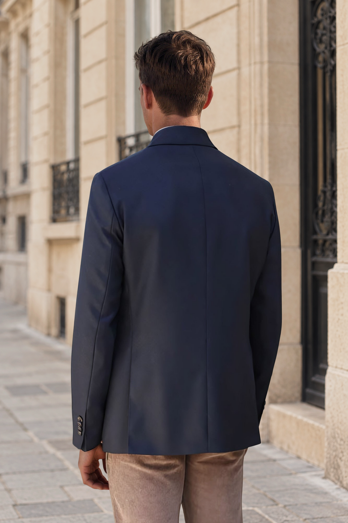 Veste Giorgio en laine - Natté Marine-VESTE BLAZER HOMME-Curling-Paris