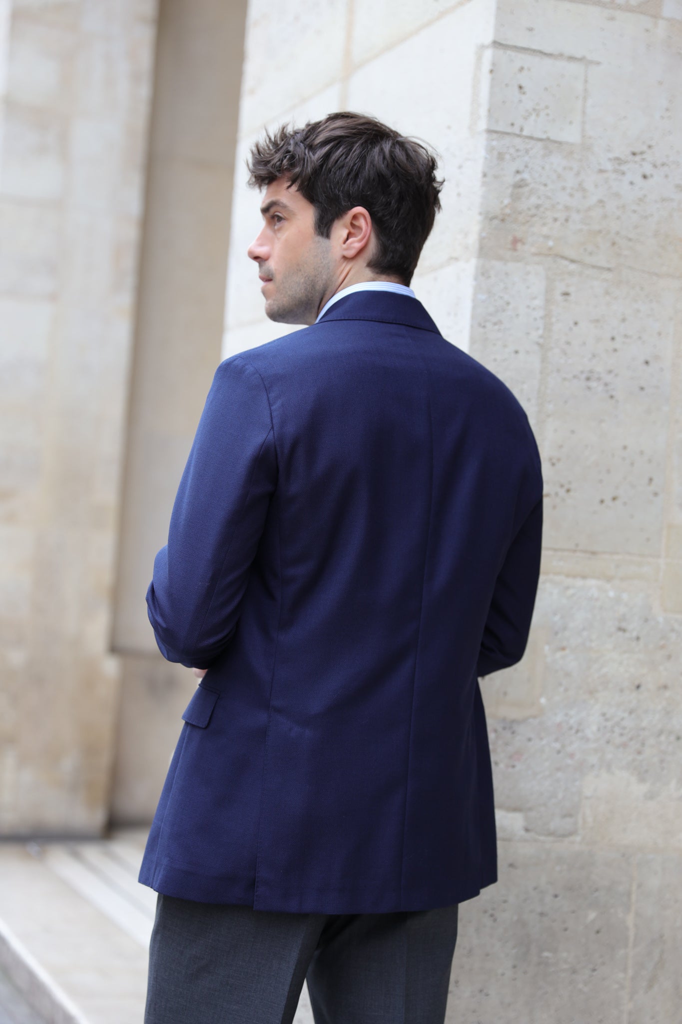 Veste Giorgio en laine d'été - Marine-VESTE BLAZER HOMME-Curling-Paris