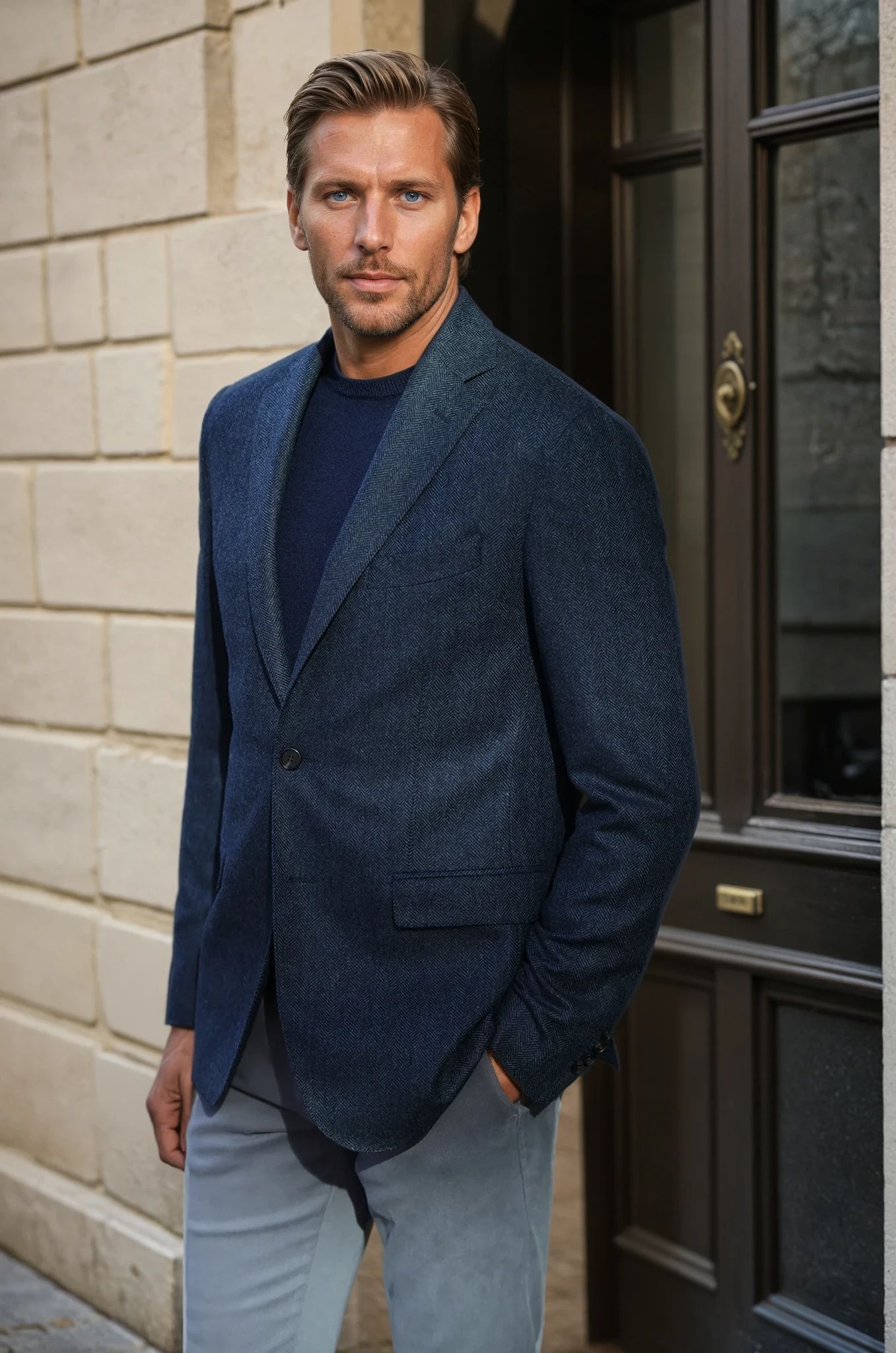 Veste Giorgio en laine et cachemire - Chevron Jeans-VESTE BLAZER HOMME-Curling-Paris