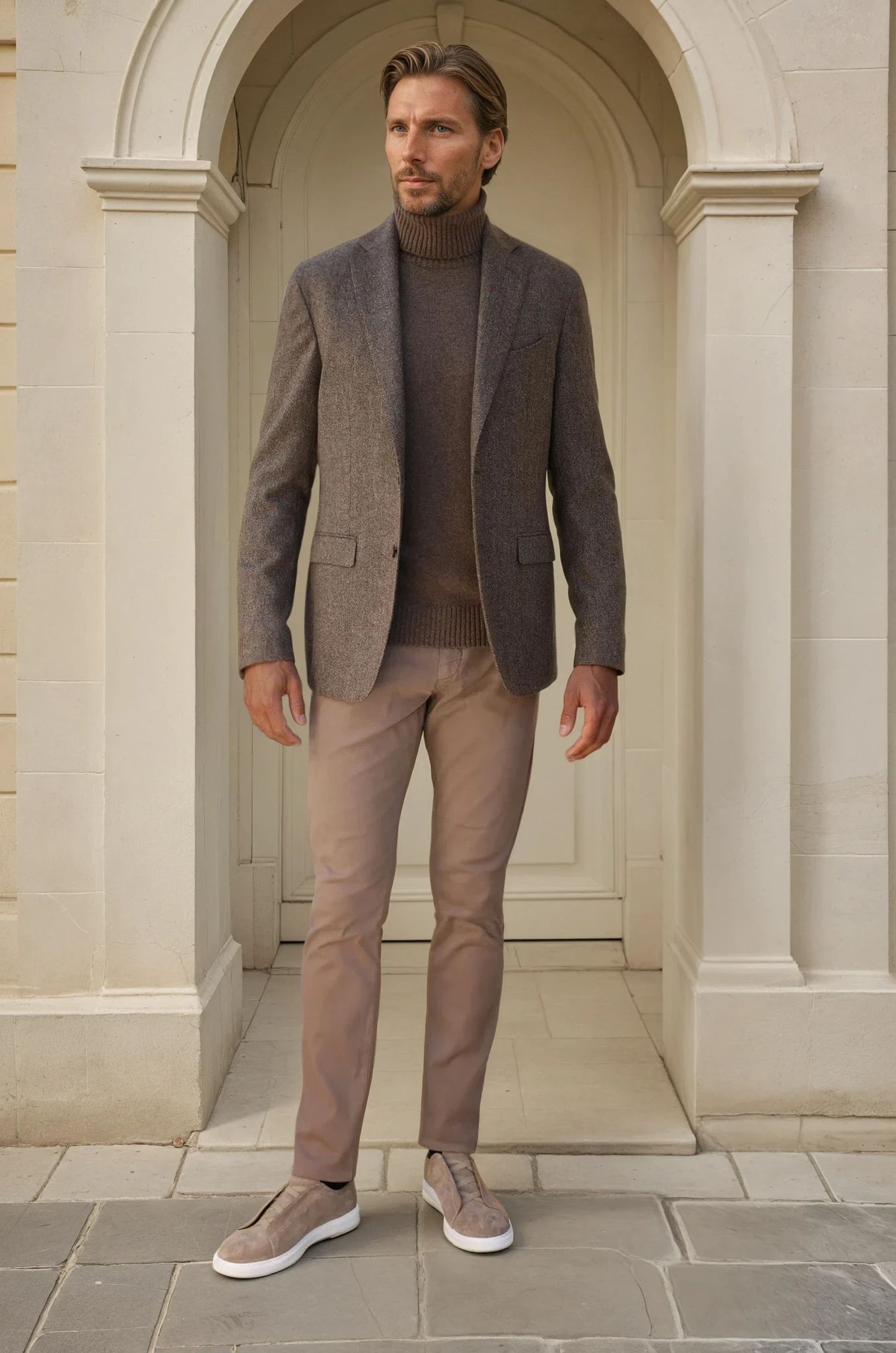 Veste Giorgio en laine et cachemire - Chevron Marron-VESTE BLAZER HOMME-Curling-Paris