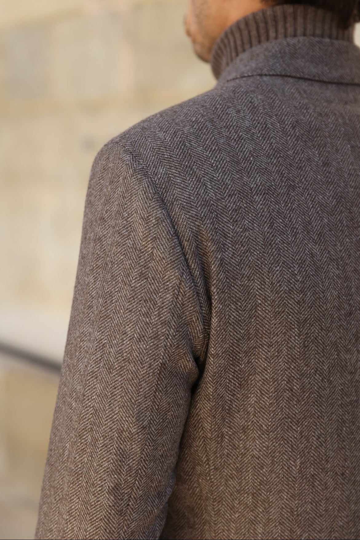 Veste Giorgio en laine et cachemire - Chevron Marron-VESTE BLAZER HOMME-Curling-Paris