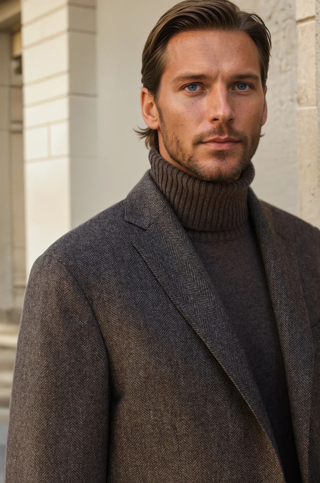 Veste Giorgio en laine et cachemire - Chevron Marron-VESTE BLAZER HOMME-Curling-Paris