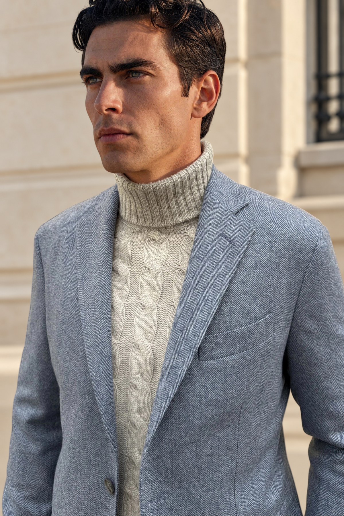 Veste Giorgio en laine vierge Angelico à chevrons - Jeans-VESTE BLAZER HOMME-Curling-Paris