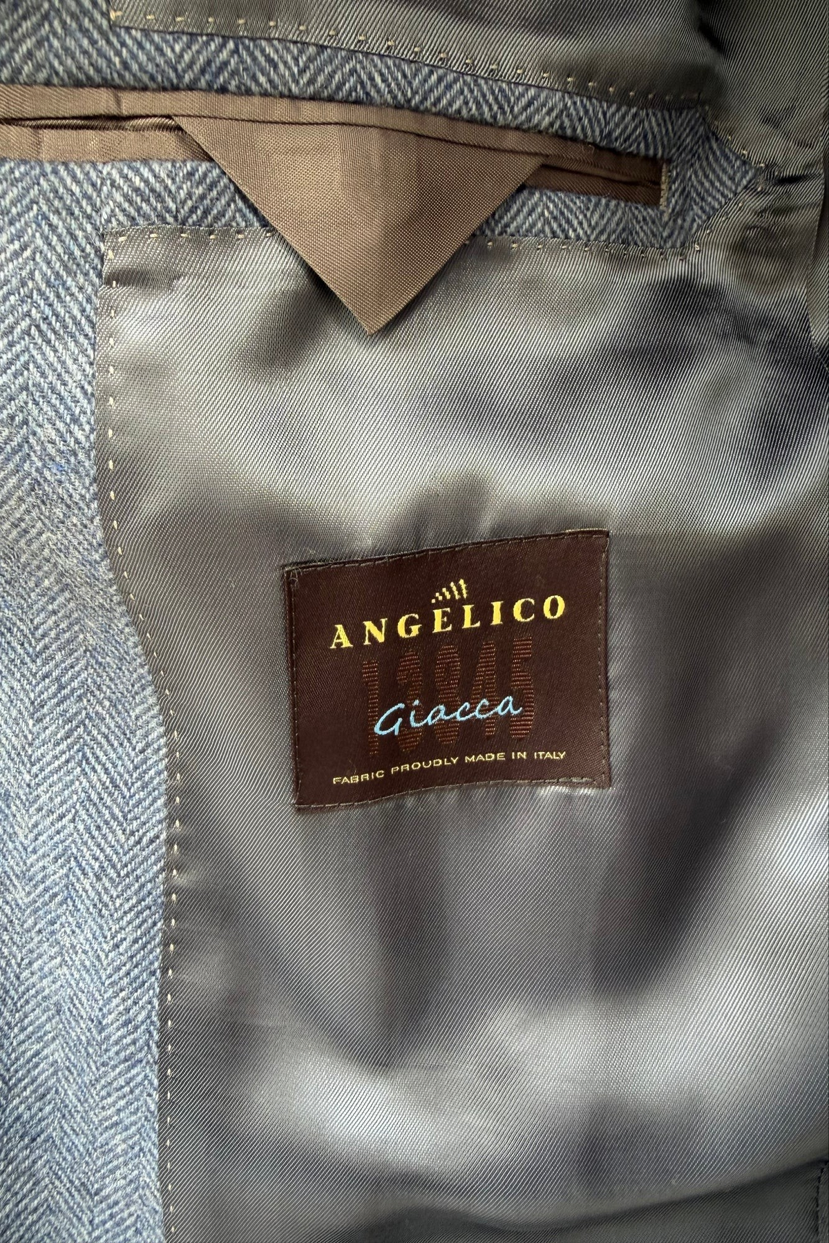 Veste Giorgio en laine vierge Angelico à chevrons - Jeans-VESTE BLAZER HOMME-Curling-Paris