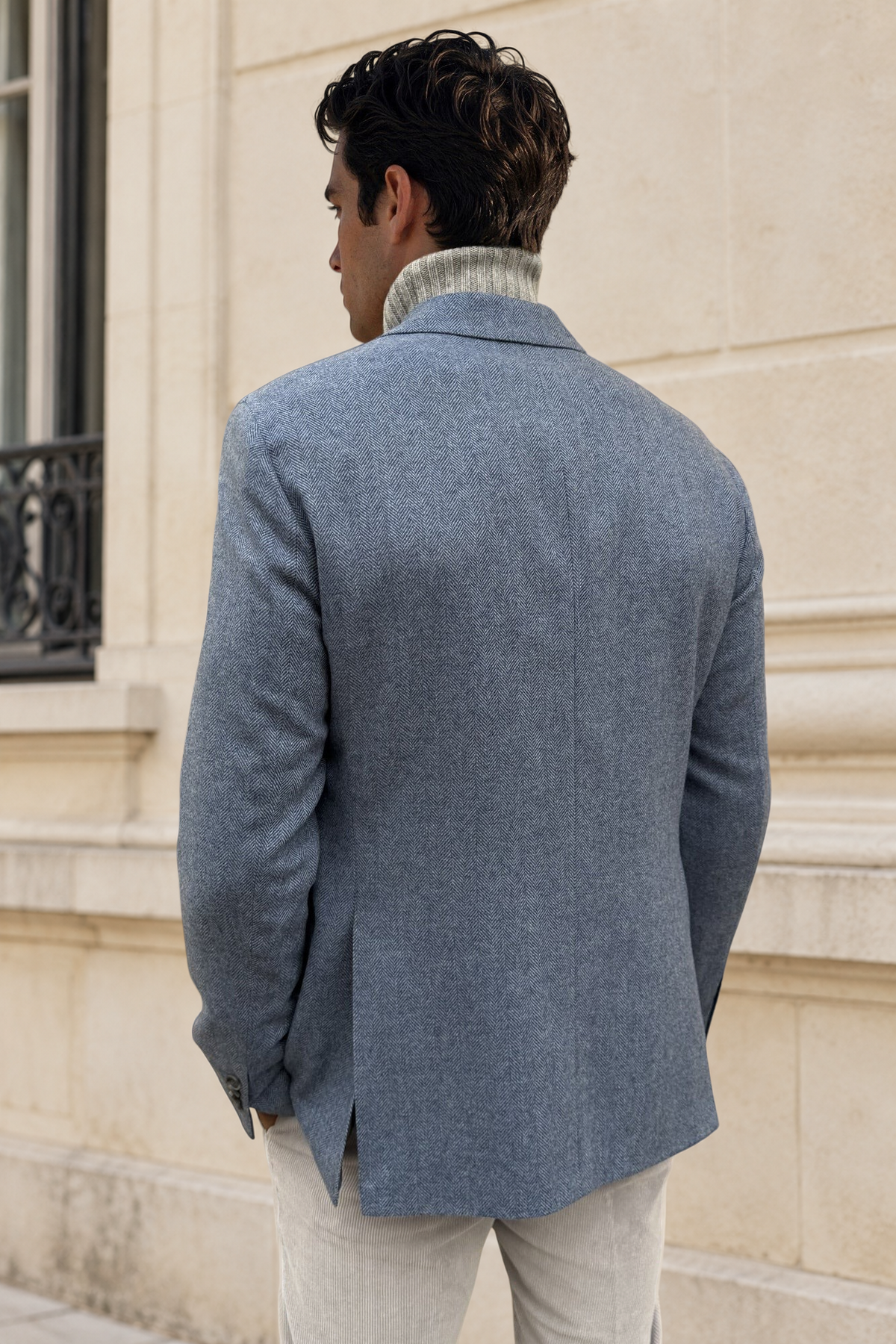 Veste Giorgio en laine vierge Angelico à chevrons - Jeans-VESTE BLAZER HOMME-Curling-Paris