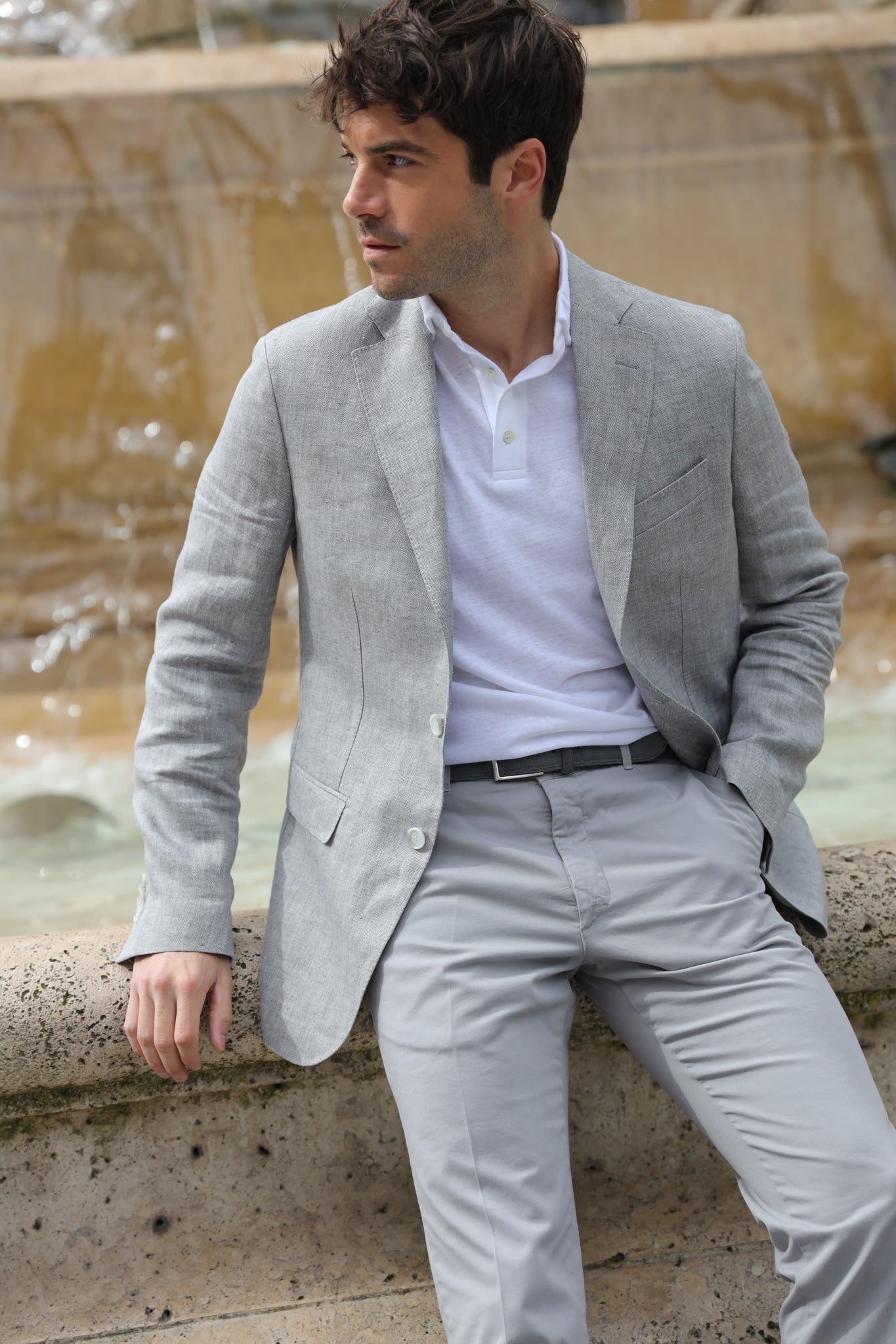 Veste Giorgio en lin - Chevron Gris