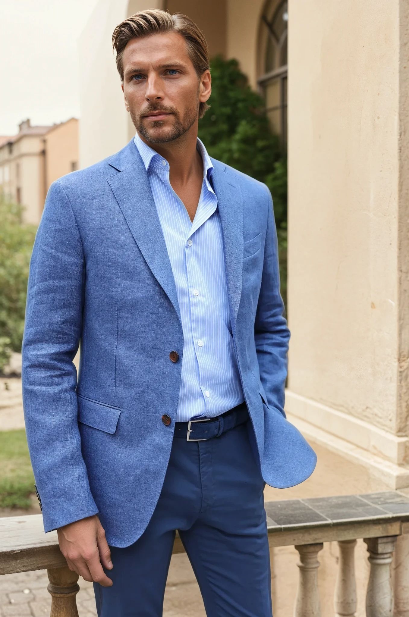 Veste Giorgio en lin - Chevron Indigo-VESTE BLAZER HOMME-Curling-Paris