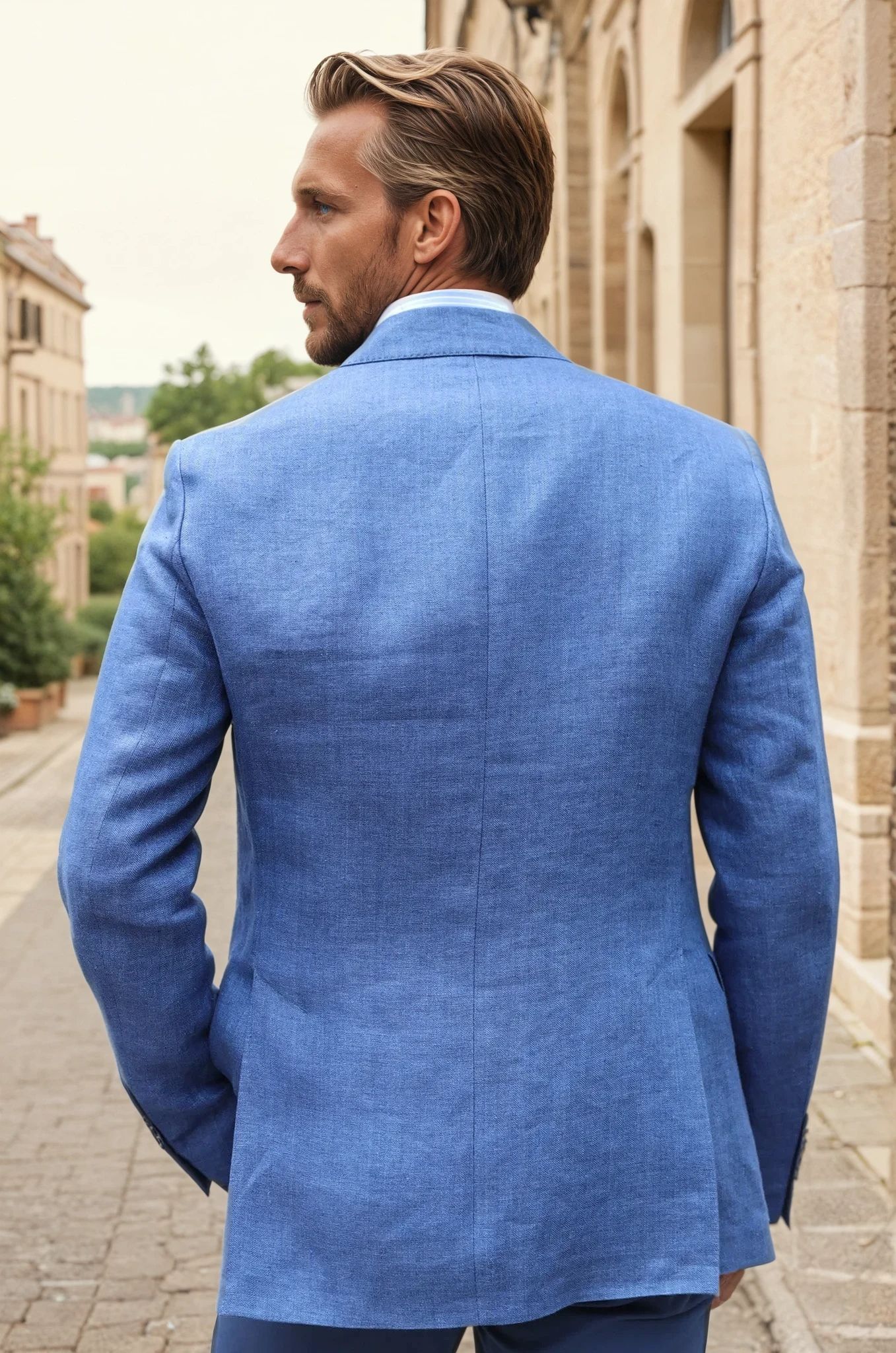 Veste Giorgio en lin - Chevron Indigo-VESTE BLAZER HOMME-Curling-Paris