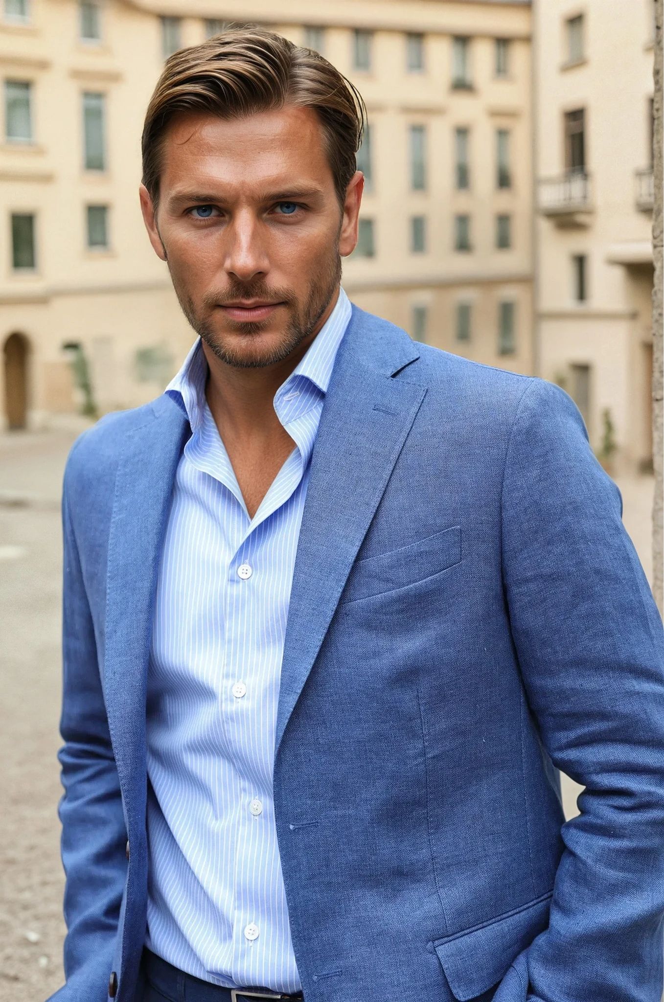 Veste Giorgio en lin - Chevron Indigo-VESTE BLAZER HOMME-Curling-Paris