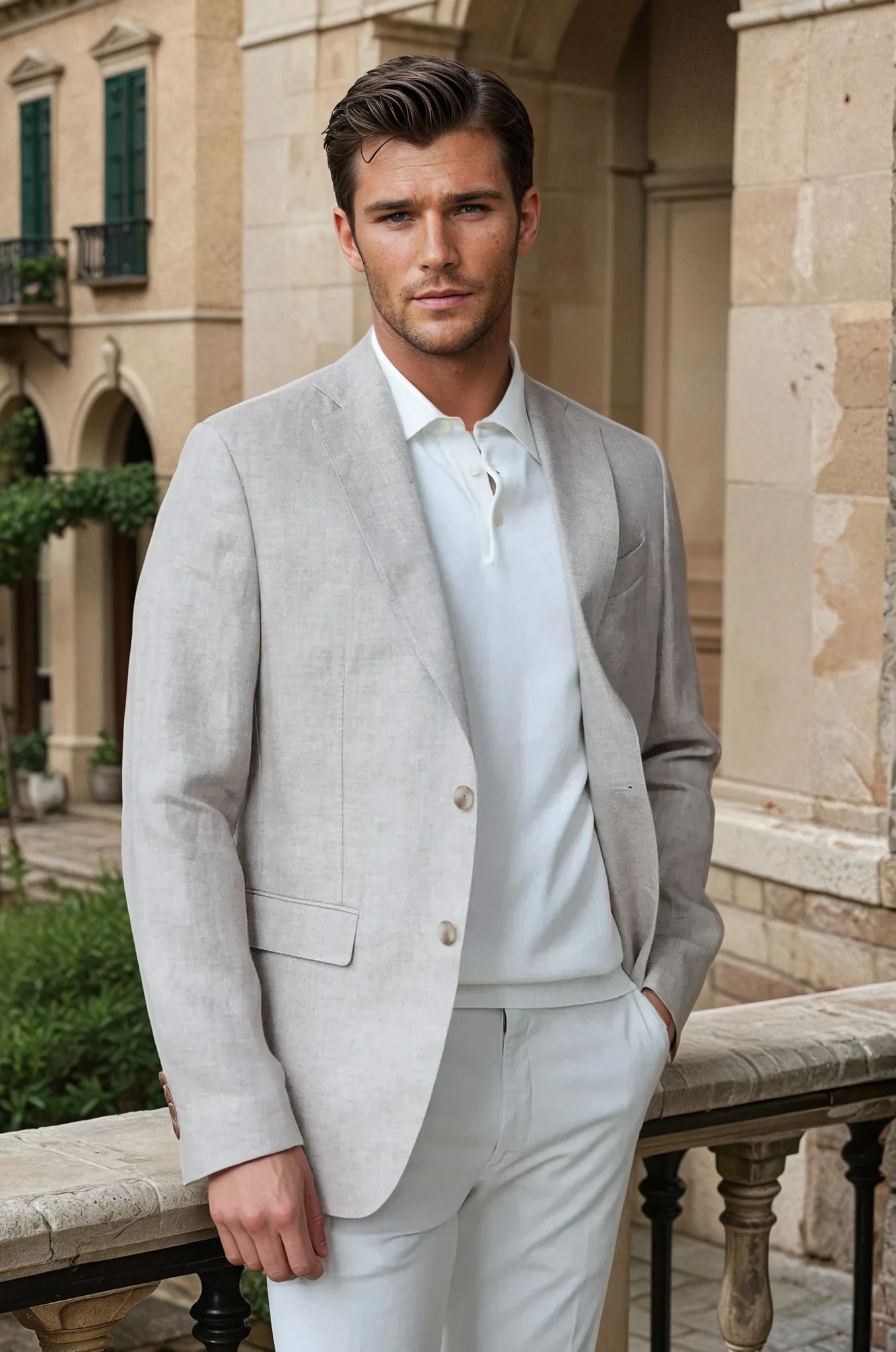 Veste Giorgio en lin - Chevron beige-VESTE BLAZER HOMME-Curling-Paris