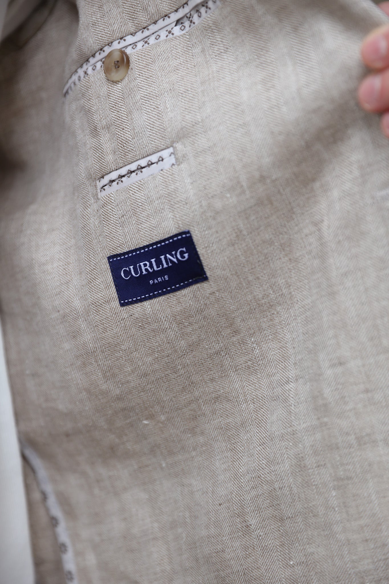 Veste Giorgio en lin - Chevron beige-VESTE BLAZER HOMME-Curling-Paris