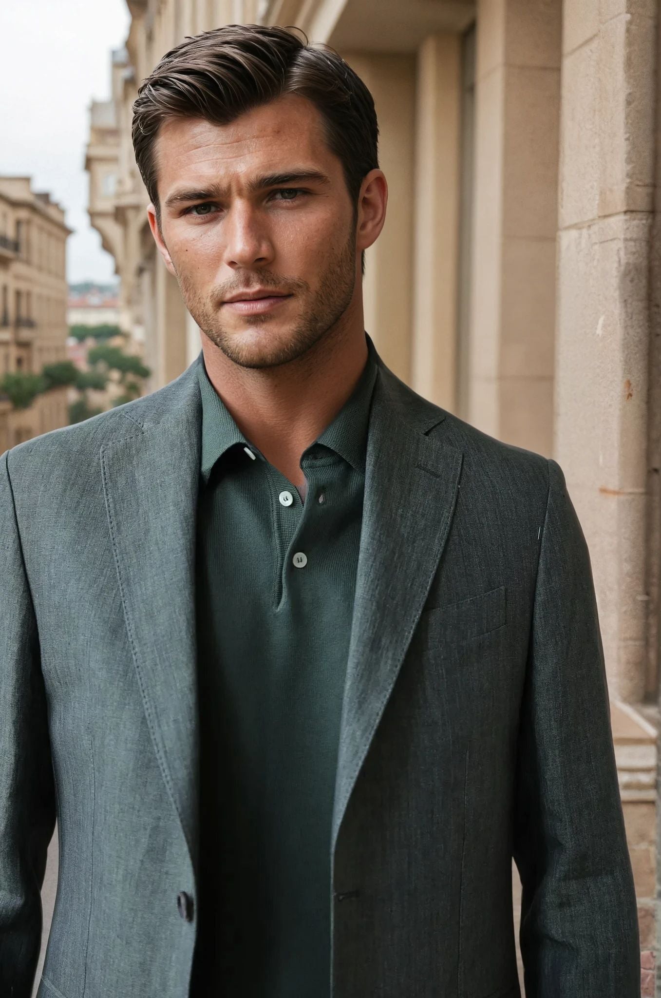 Veste Giorgio en lin - Kaki-VESTE BLAZER HOMME-Curling-Paris