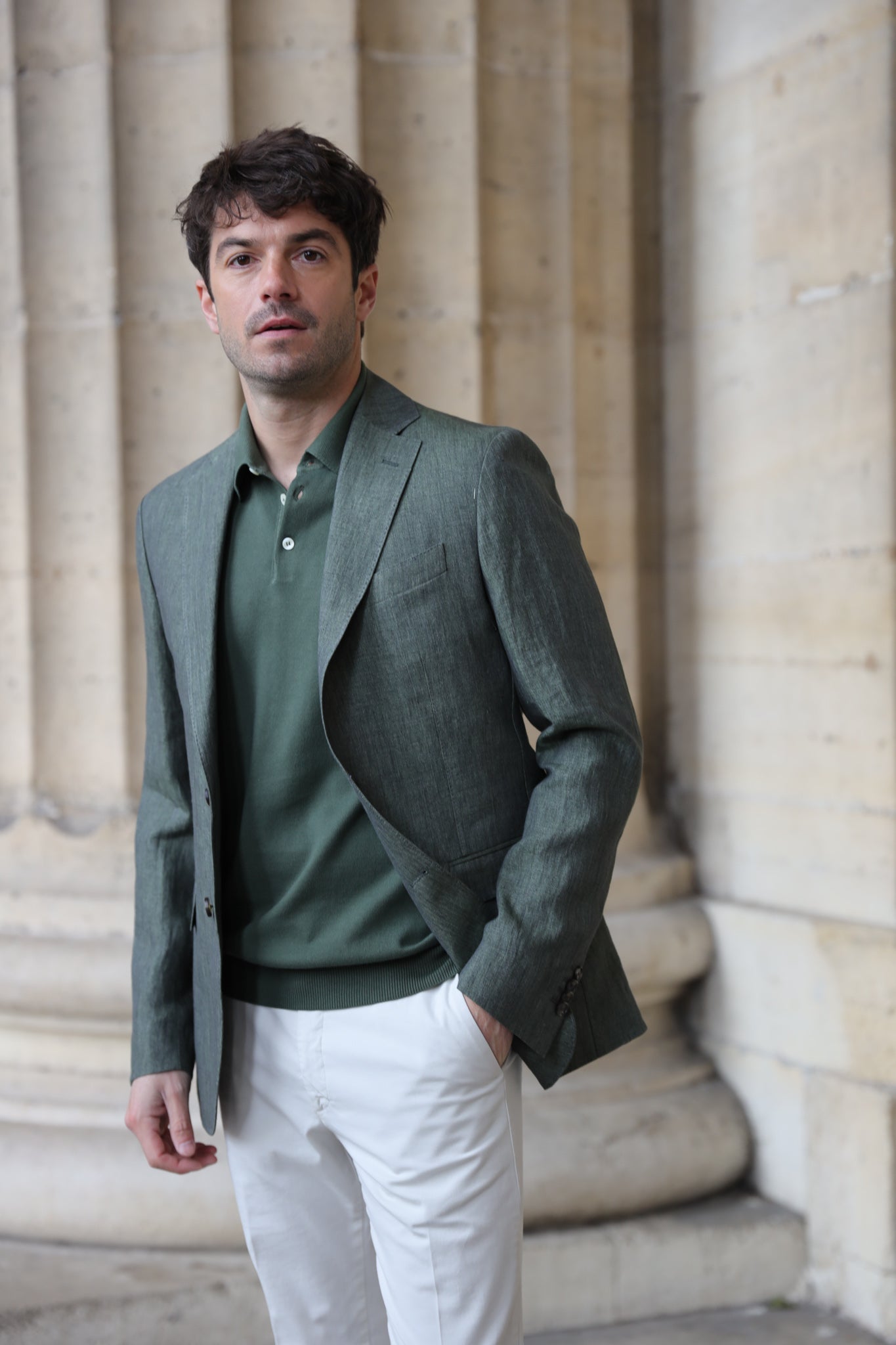 Veste Giorgio en lin - Kaki-VESTE BLAZER HOMME-Curling-Paris