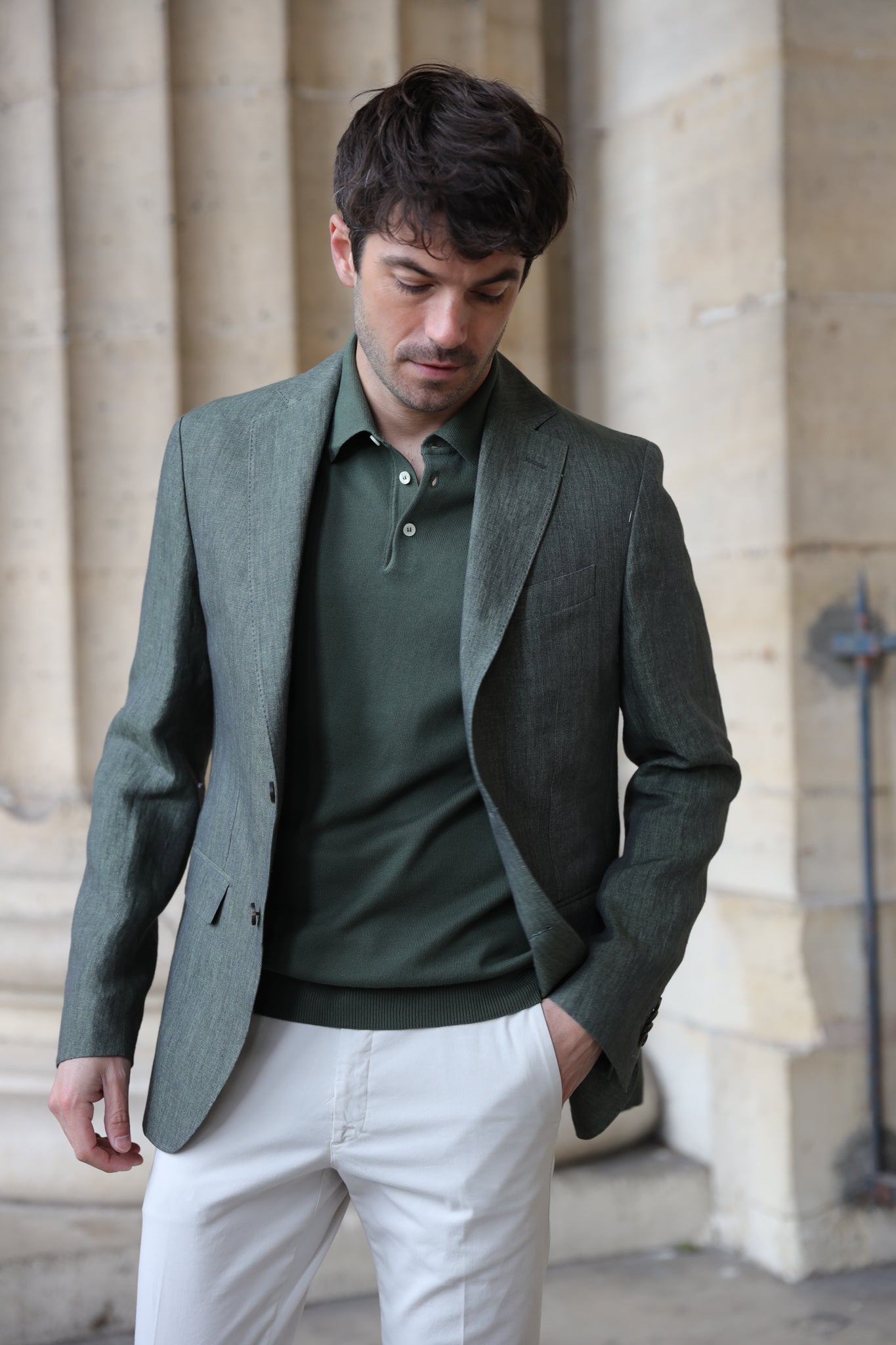 Veste Giorgio en lin - Kaki-VESTE BLAZER HOMME-Curling-Paris