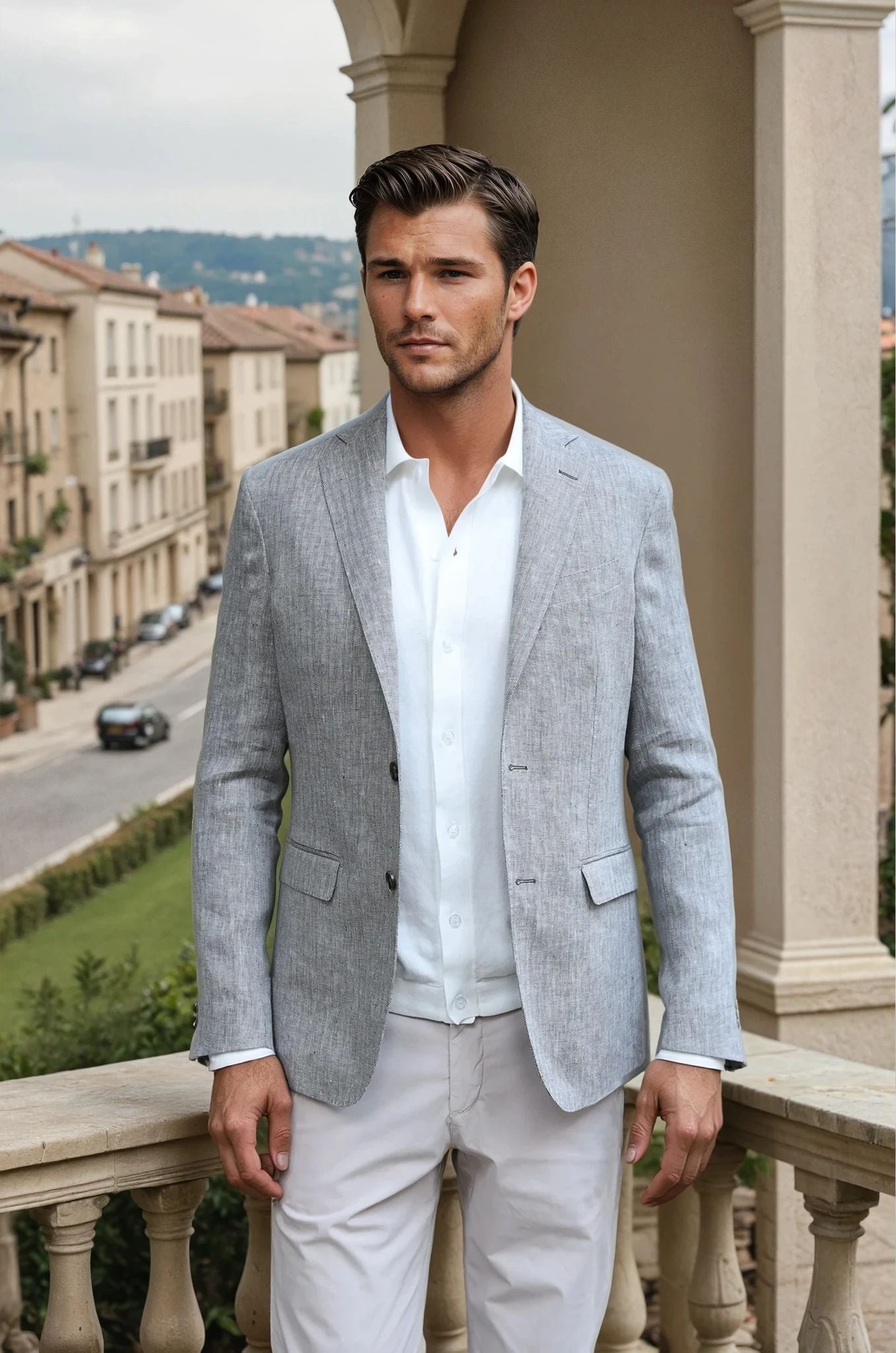 Veste Giorgio en lin - Noisette-VESTE BLAZER HOMME-Curling-Paris