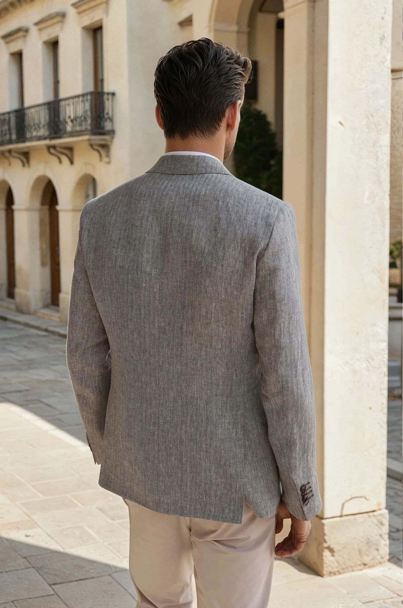 Veste Giorgio en lin - Noisette-VESTE BLAZER HOMME-Curling-Paris