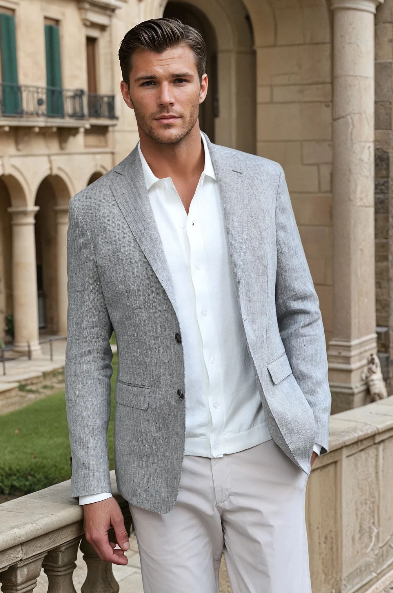 Veste Giorgio en lin - Noisette-VESTE BLAZER HOMME-Curling-Paris