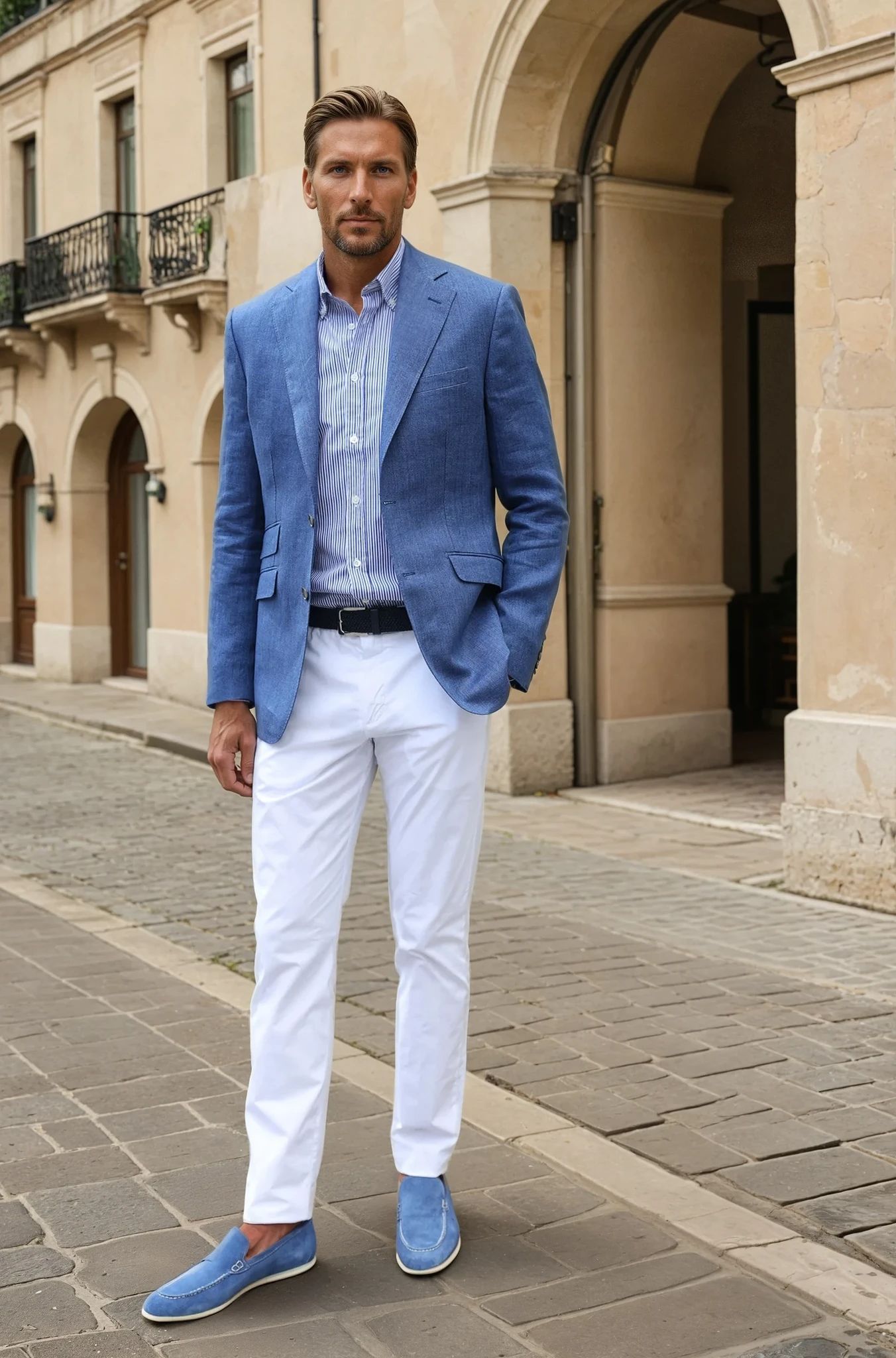 Veste Goal en Lin - Indigo-VESTE BLAZER HOMME-Curling-Paris