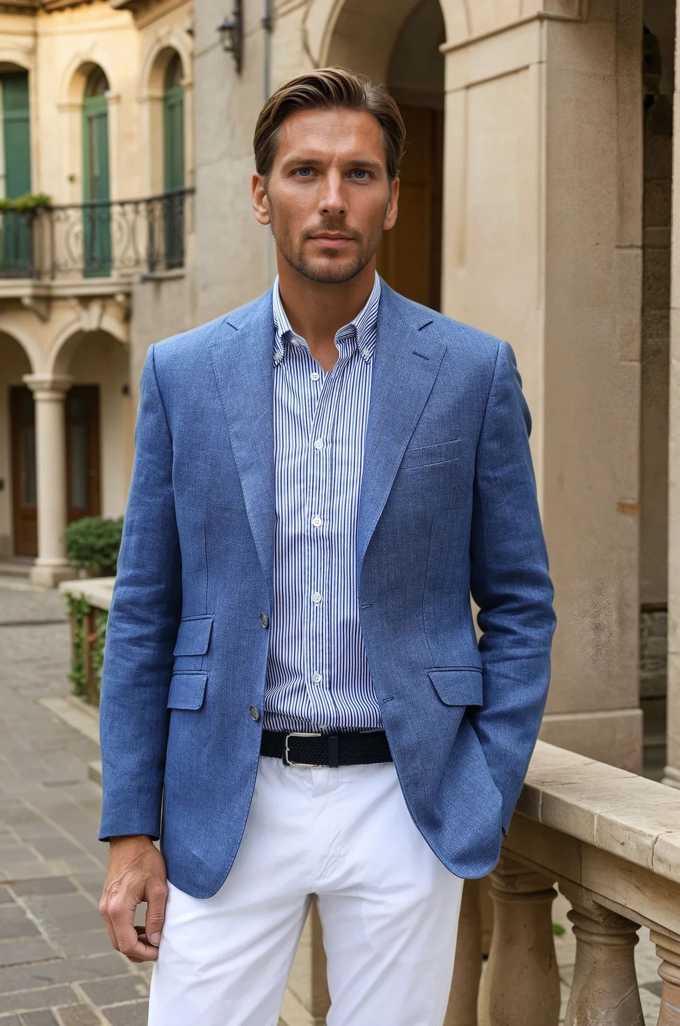 Veste Goal en Lin - Indigo-VESTE BLAZER HOMME-Curling-Paris
