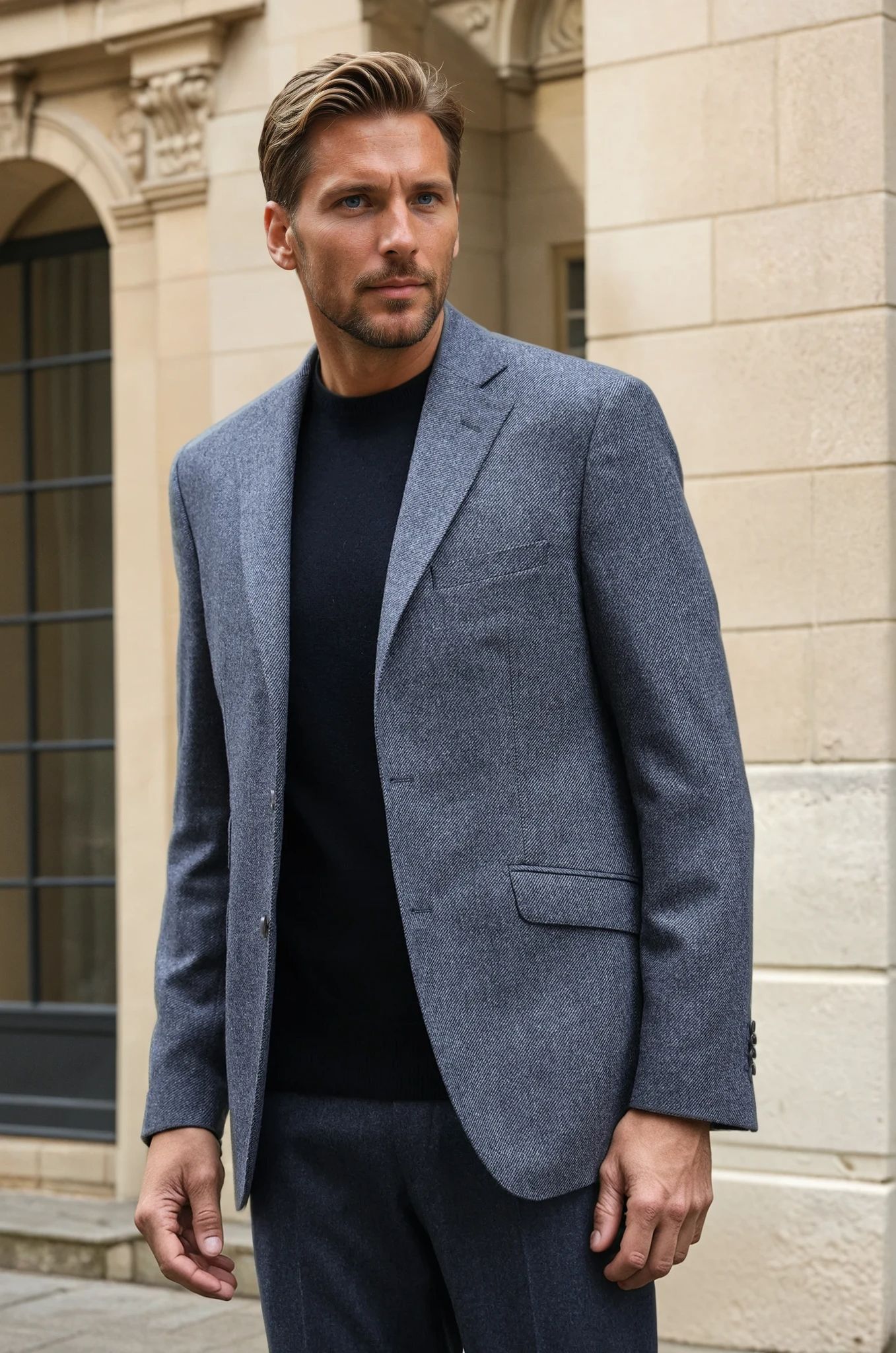 Veste Goal en laine et cachemire - Anthracite-VESTE BLAZER HOMME-Curling-Paris