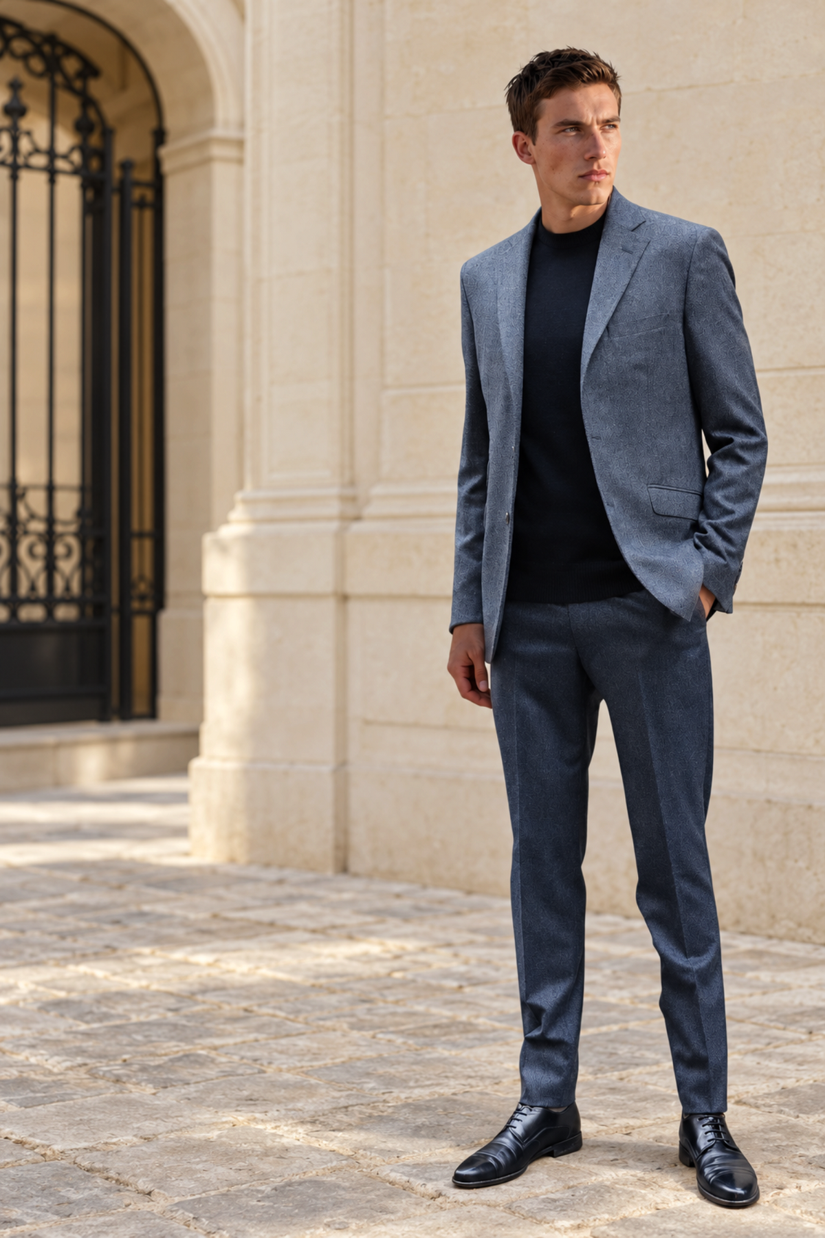 Veste Goal en laine et cachemire - Anthracite-VESTE BLAZER HOMME-Curling-Paris