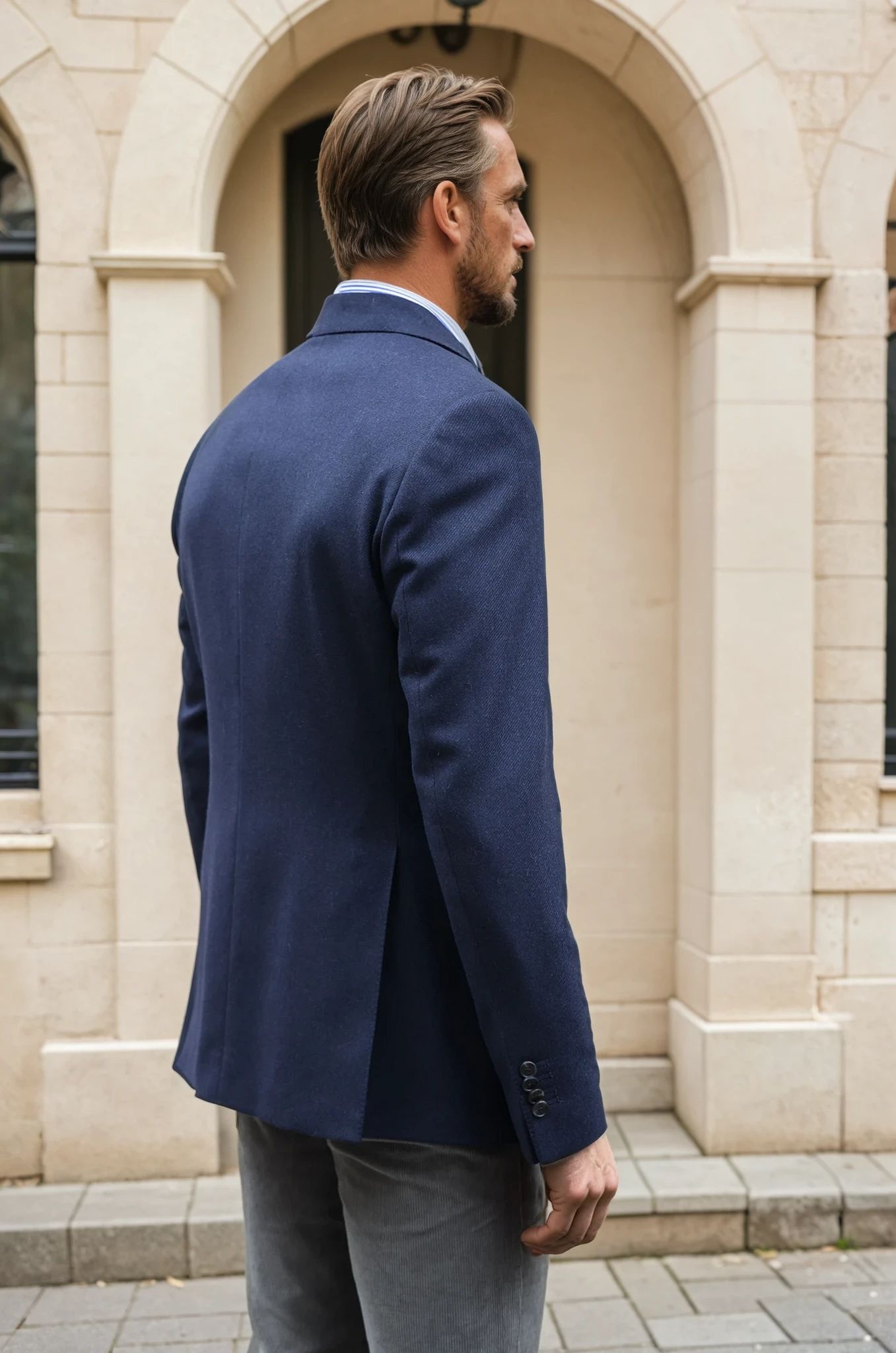 Veste Goal en laine et cachemire - Marine-VESTE BLAZER HOMME-Curling-Paris