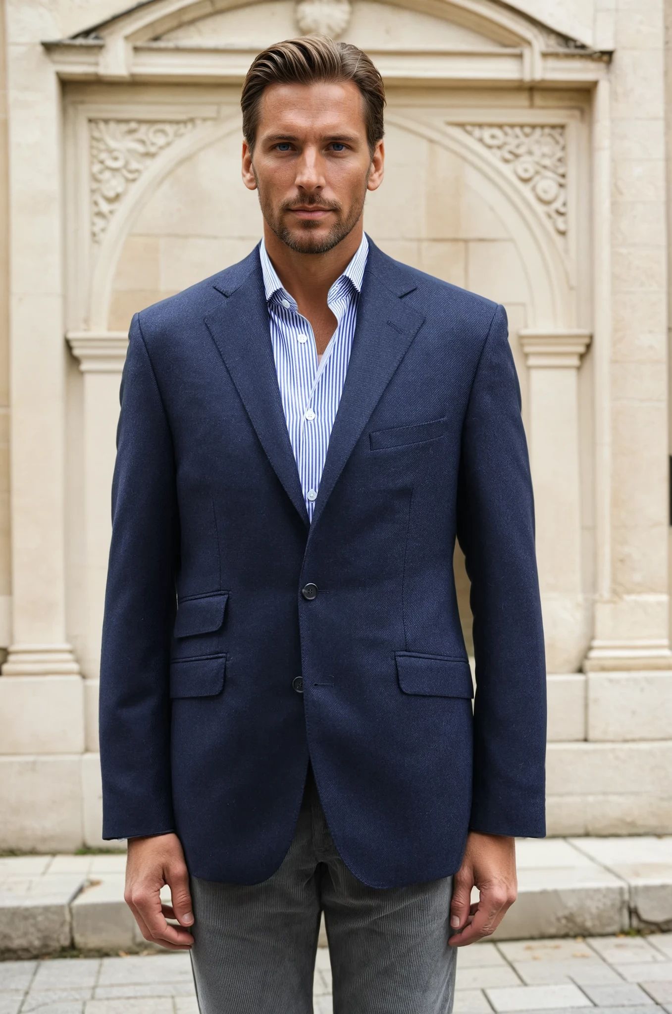 Veste Goal en laine et cachemire - Marine-VESTE BLAZER HOMME-Curling-Paris