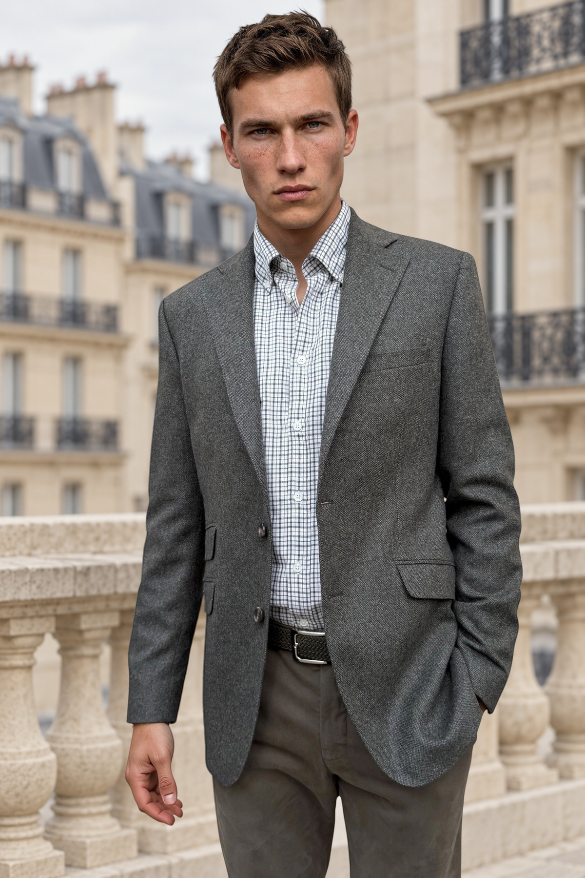 Veste Goal en laine vierge Angelico - Kaki-VESTE BLAZER HOMME-Curling-Paris