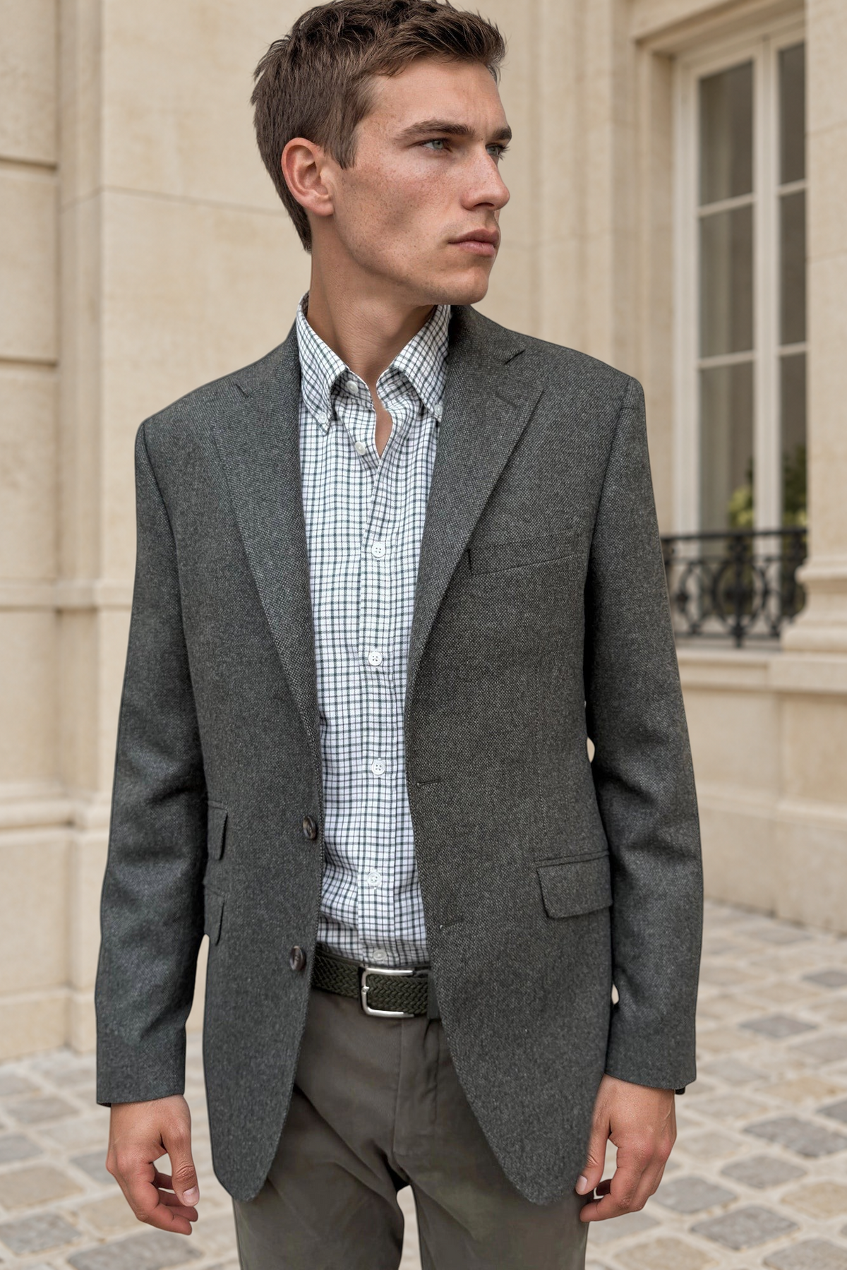 Veste Goal en laine vierge Angelico - Kaki-VESTE BLAZER HOMME-Curling-Paris