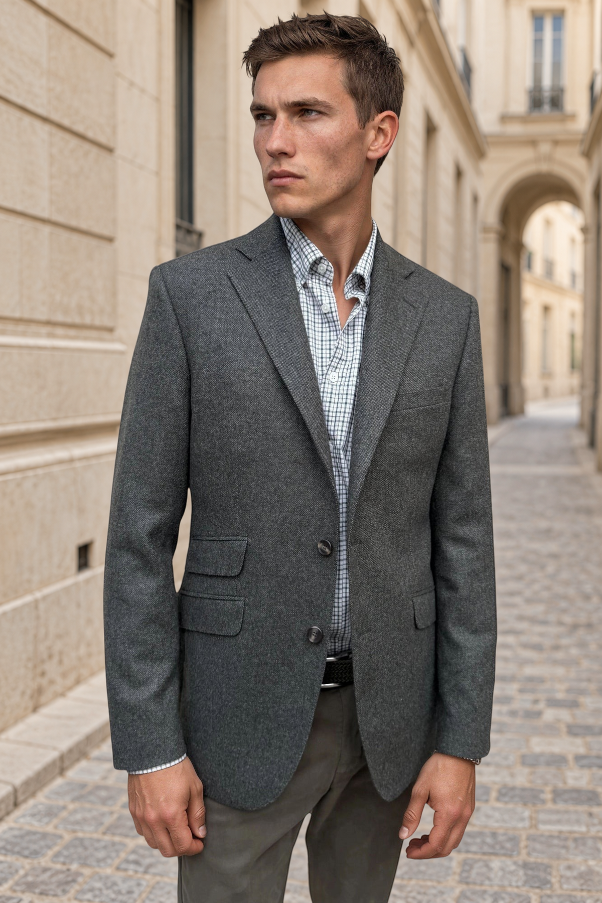 Veste Goal en laine vierge Angelico - Kaki-VESTE BLAZER HOMME-Curling-Paris