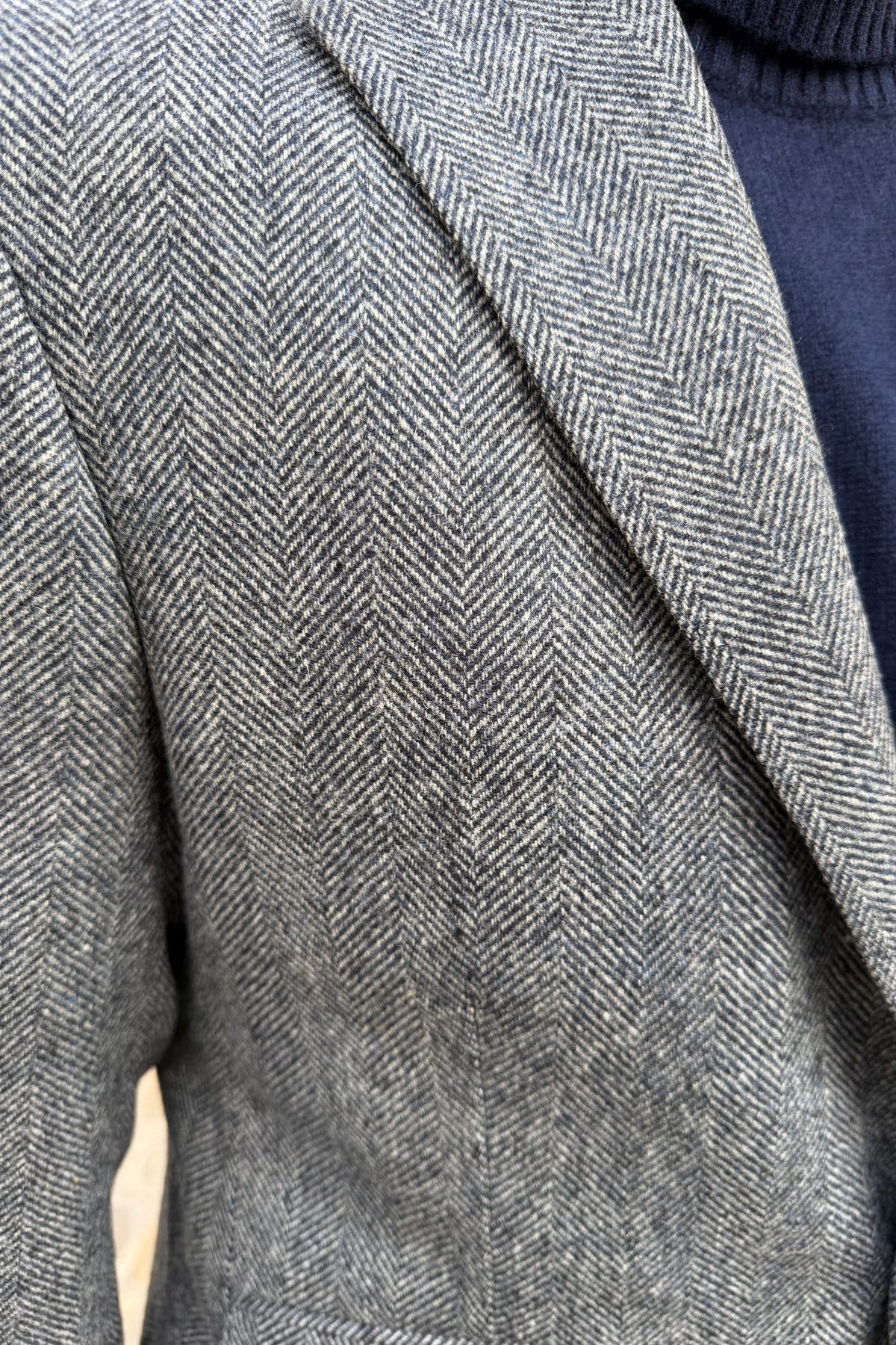 Veste Goal en laine vierge Angelico à chevrons - Jean / Gris-VESTE BLAZER HOMME-Curling-Paris