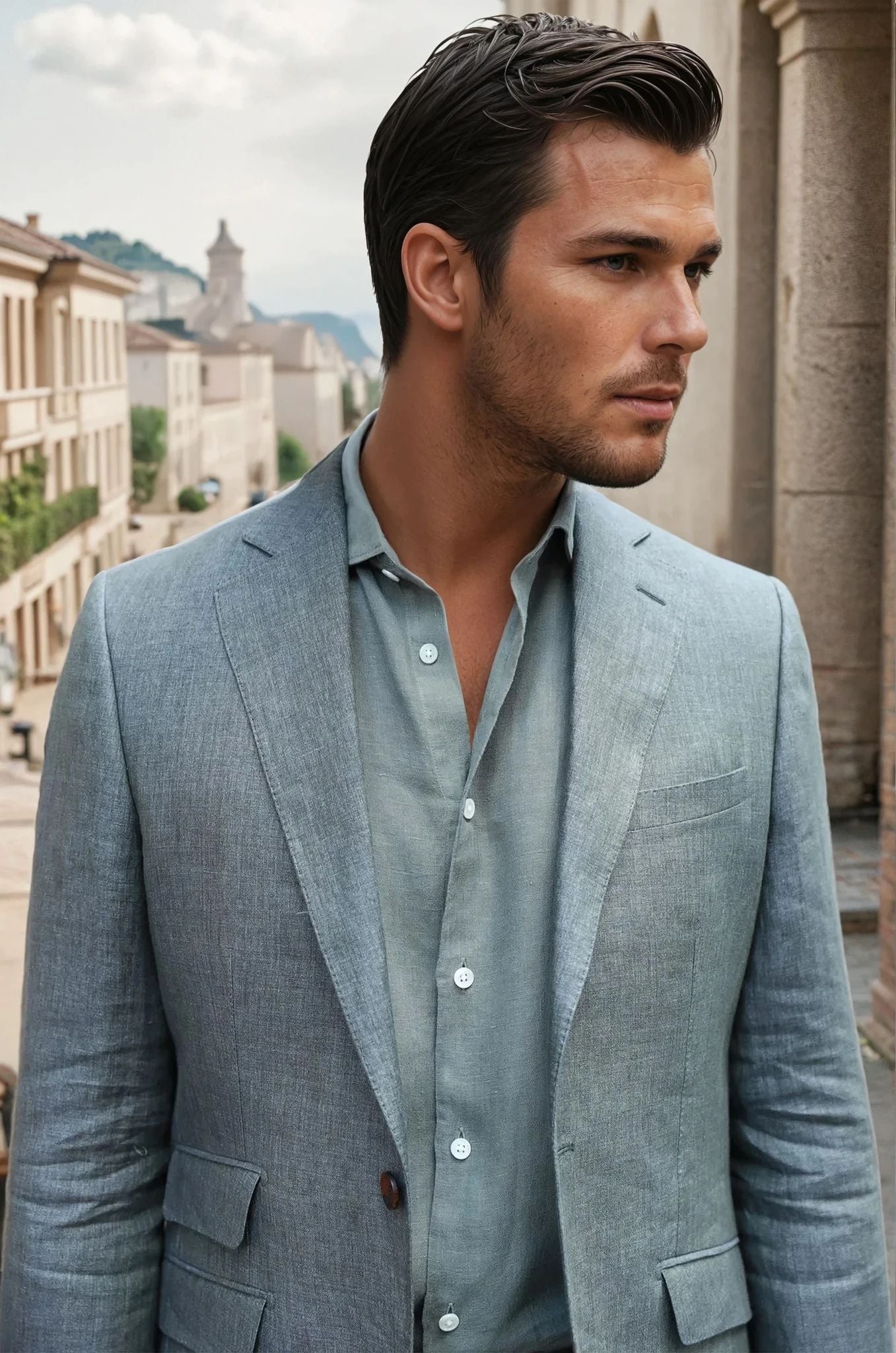 Veste Goal en lin Angelico - Kaki-VESTE BLAZER HOMME-Curling-Paris