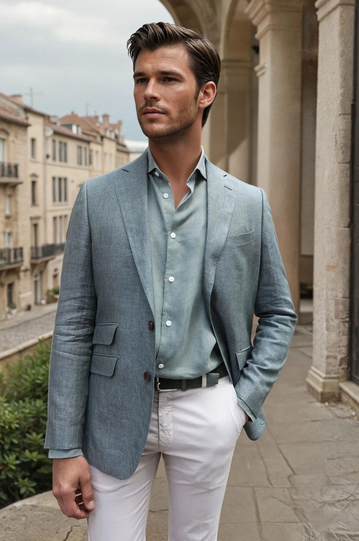 Veste Goal en lin Angelico - Kaki-VESTE BLAZER HOMME-Curling-Paris