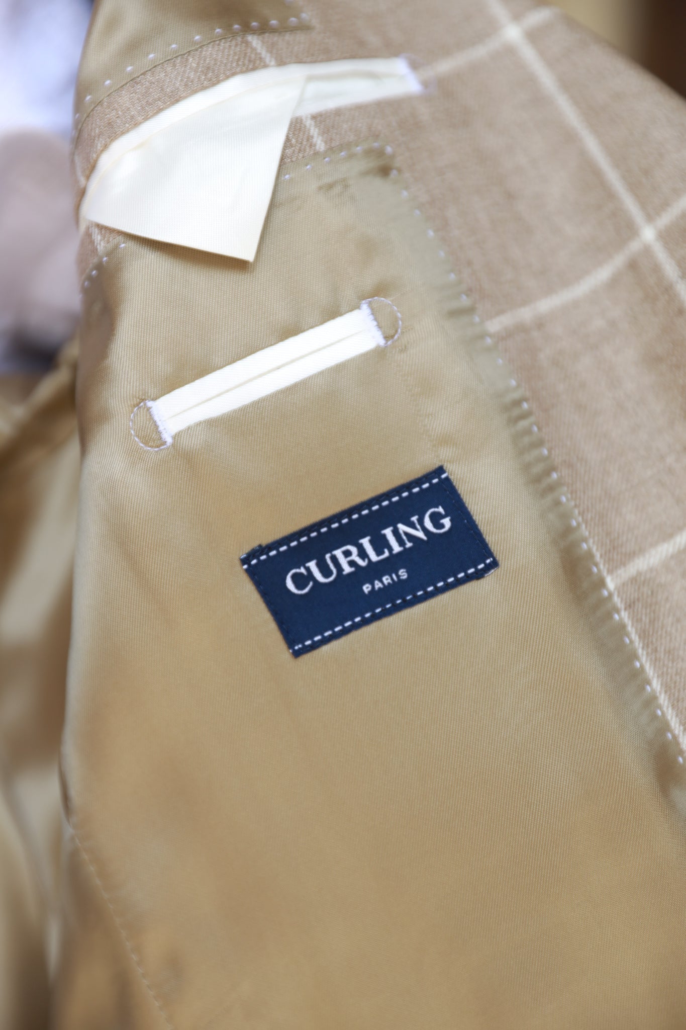 Veste Goal en lin à carreaux Angelico - Beige-VESTE BLAZER HOMME-Curling-Paris