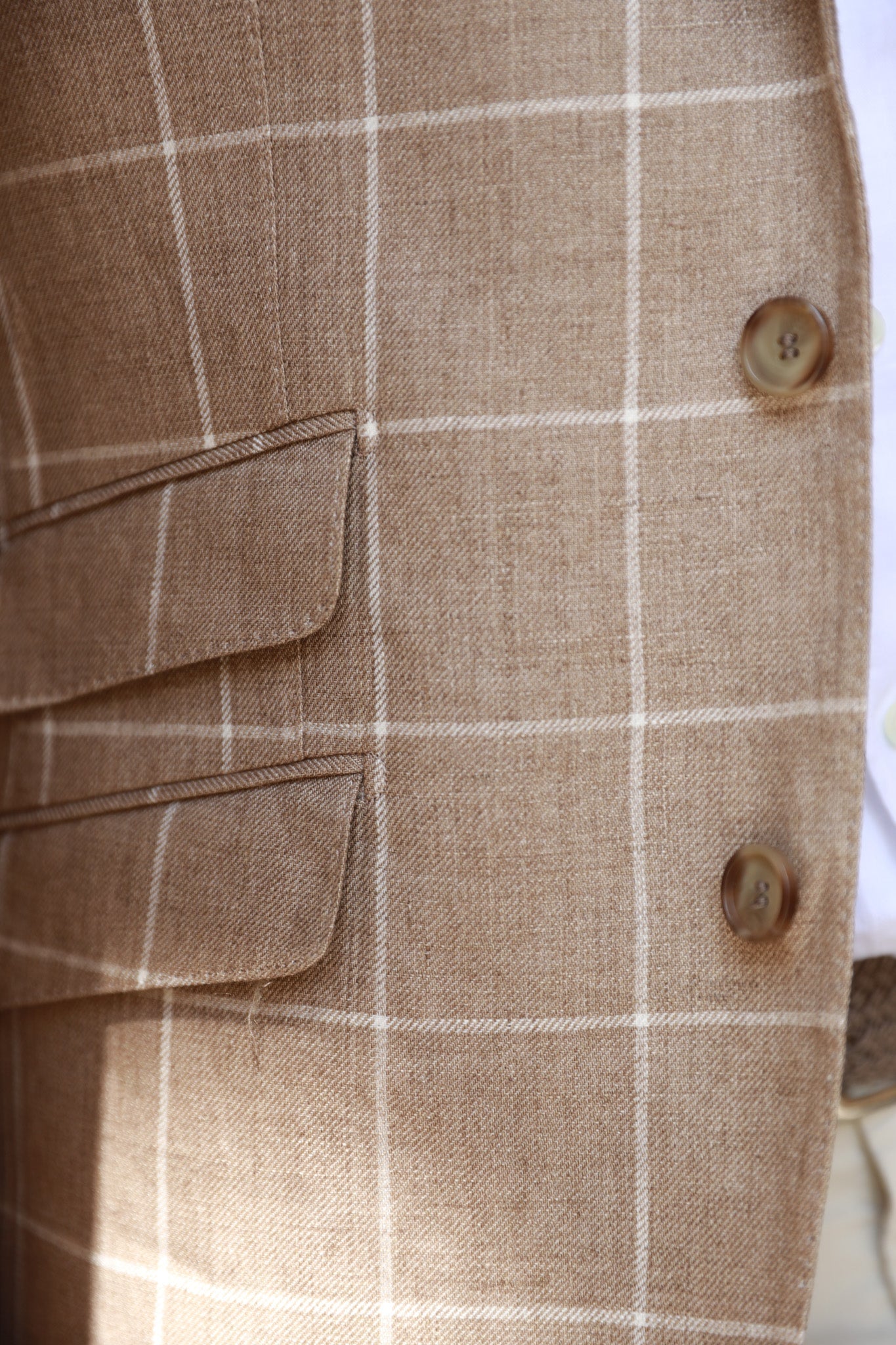 Veste Goal en lin à carreaux Angelico - Beige-VESTE BLAZER HOMME-Curling-Paris